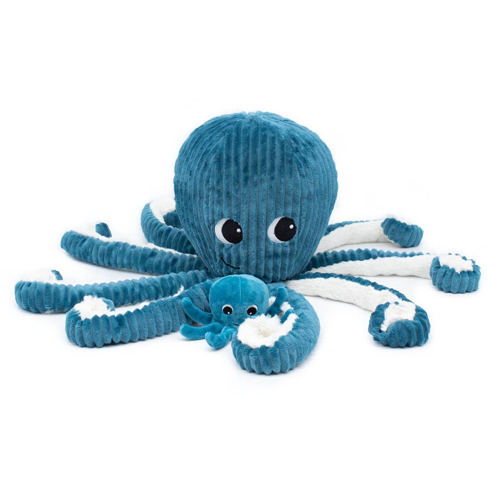 LES PTIPOTOS - 45CM PLÜSCH MAMA&BABY OKTOPUS BLAU