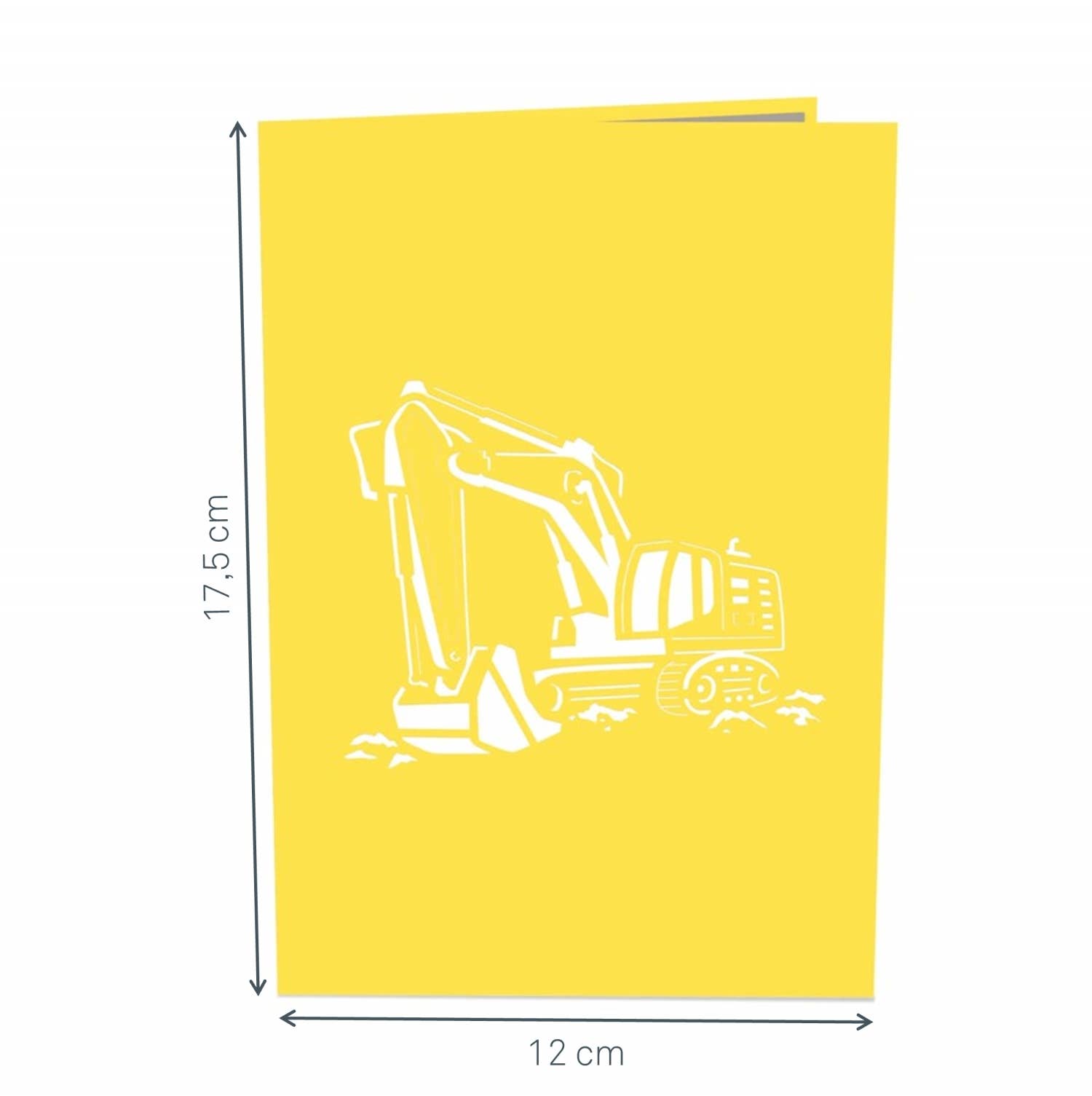 Bagger Pop-Up Karte | 3D Geburtstagskarte für Kinder