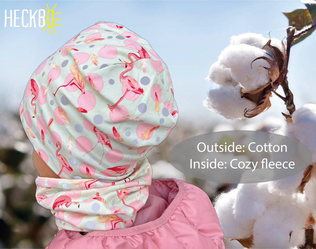 360° Reflektor Beanie & Loop - Flamingo  - Vlies innen