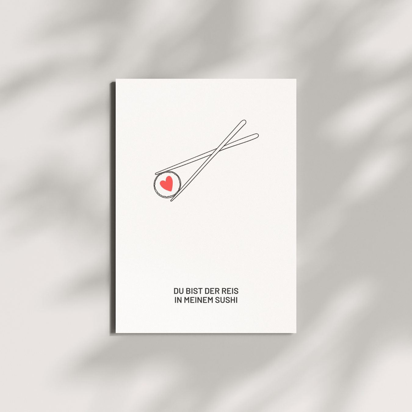 Postkarte „Reis in meinem Sushi“ – Witzige Liebesgrußkarte für Sushi-Fans