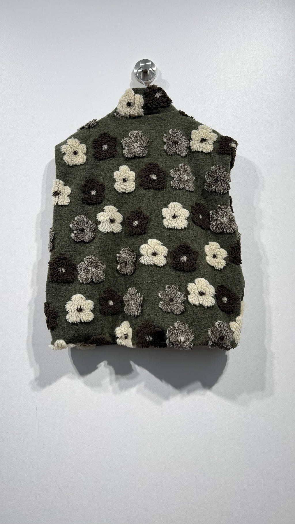 Ärmellose Fleece-Weste mit Blumenrelief & Reißverschluss