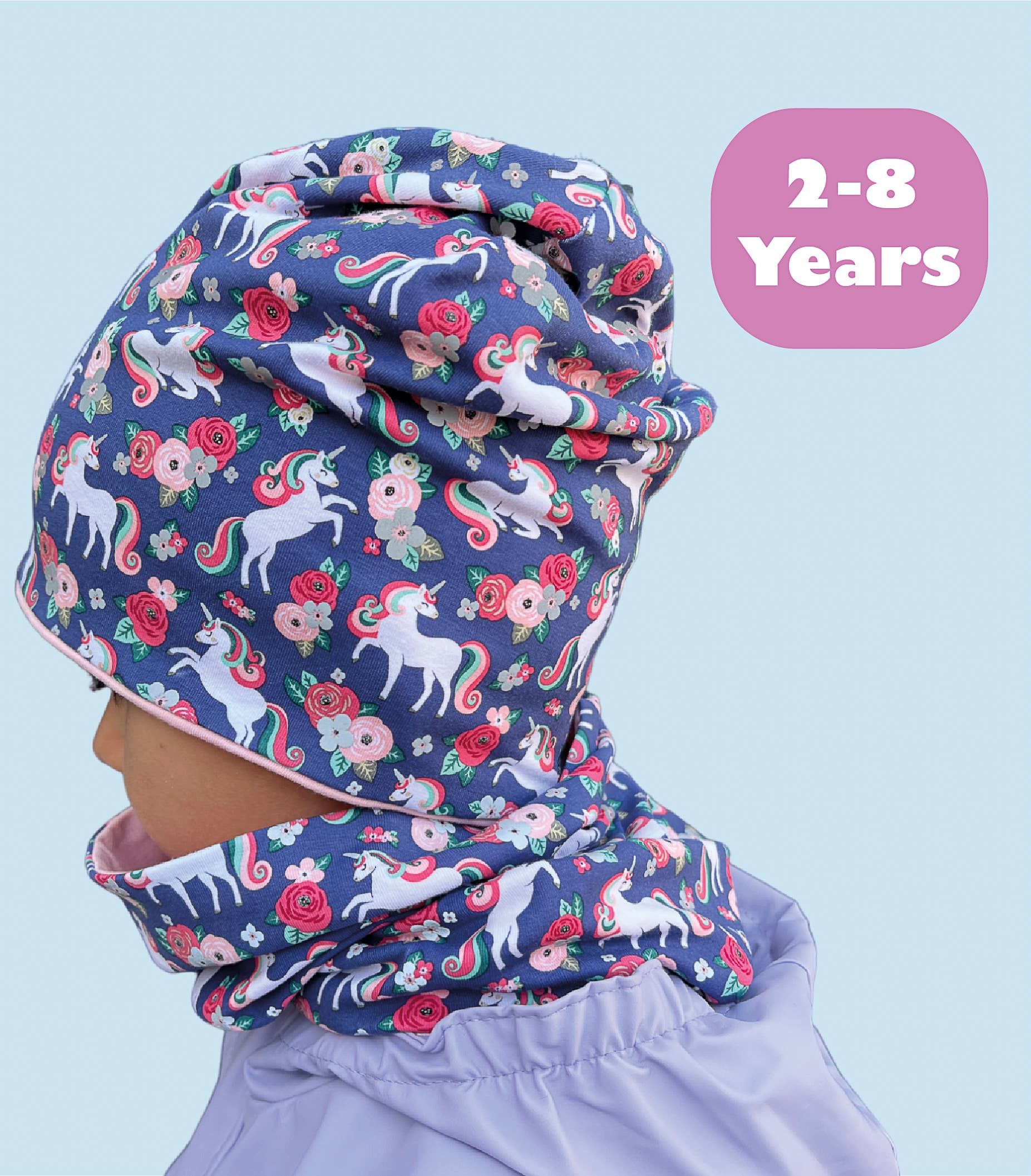 360° Reflektor Beanie & Loop – Einhorn - Jersey innen