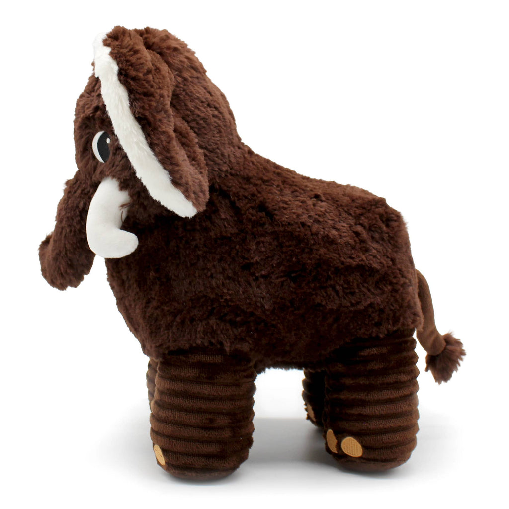 Braunes Mammut-Kuscheltier von LES PTIPOTOS in der Seitenansicht mit Rüssel und Schwanz
