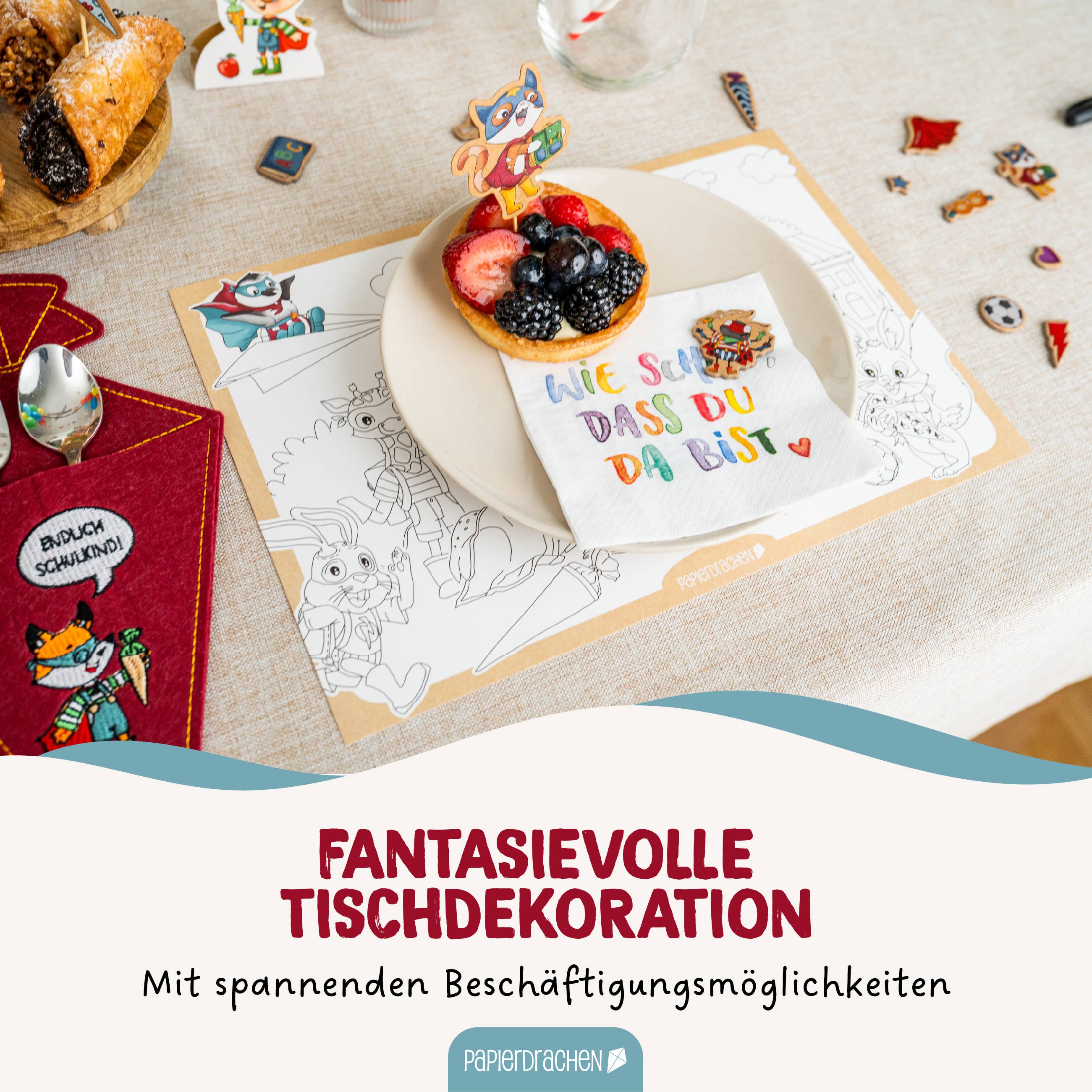 Ausmal-Platzsets Superhelden Tiere – 12 Bögen zum Ausmalen, Set 02