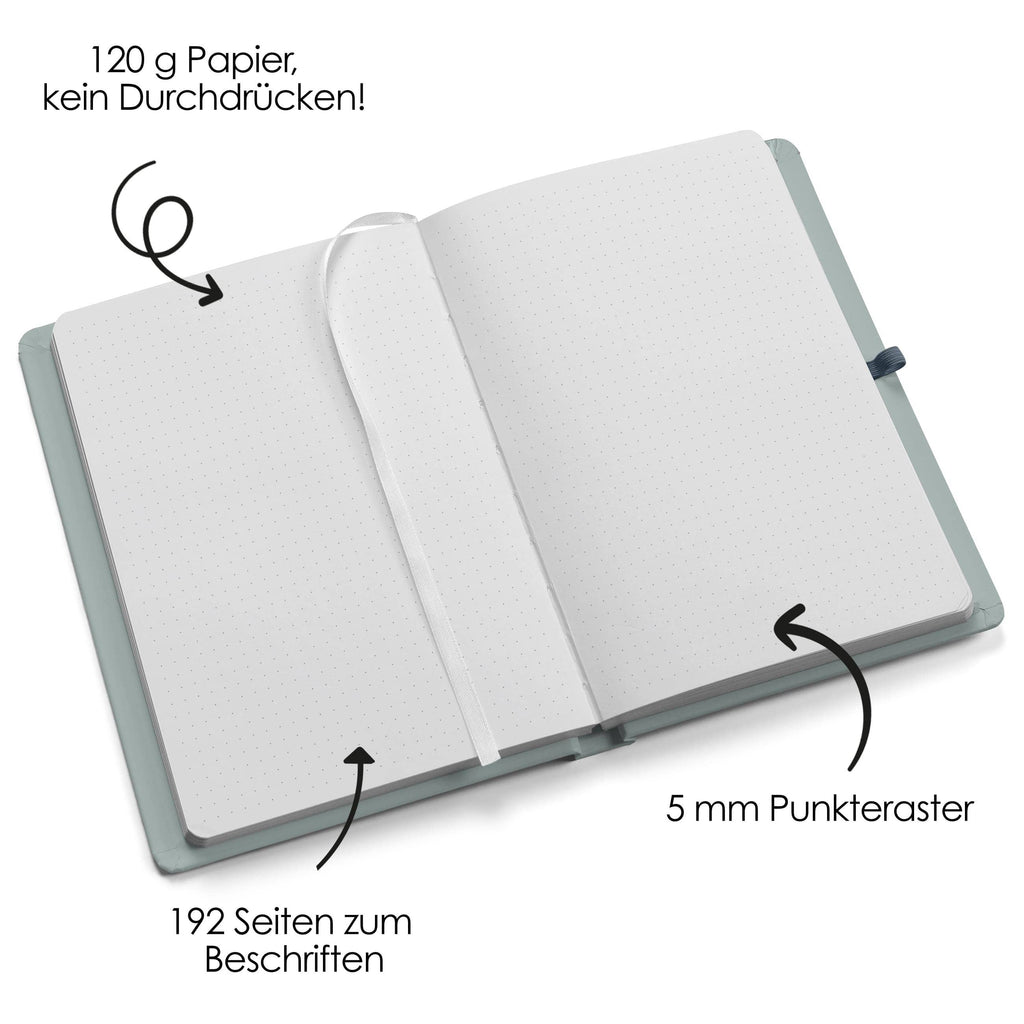 Bullet Journal Starter Set Blau – Notizbuch A5 dotted, 192 Seiten