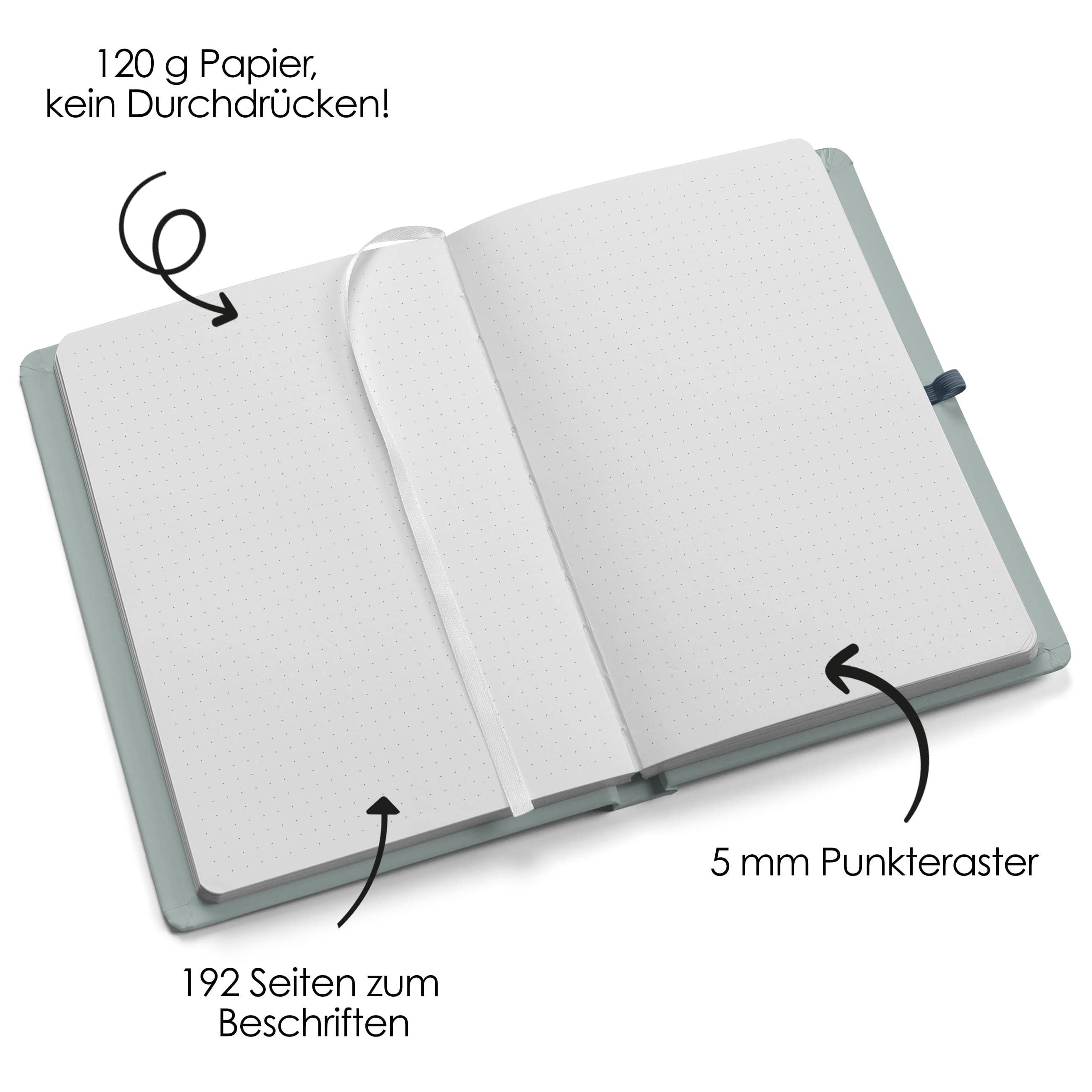 Bullet Journal Starter Set Blau – Notizbuch A5 dotted, 192 Seiten