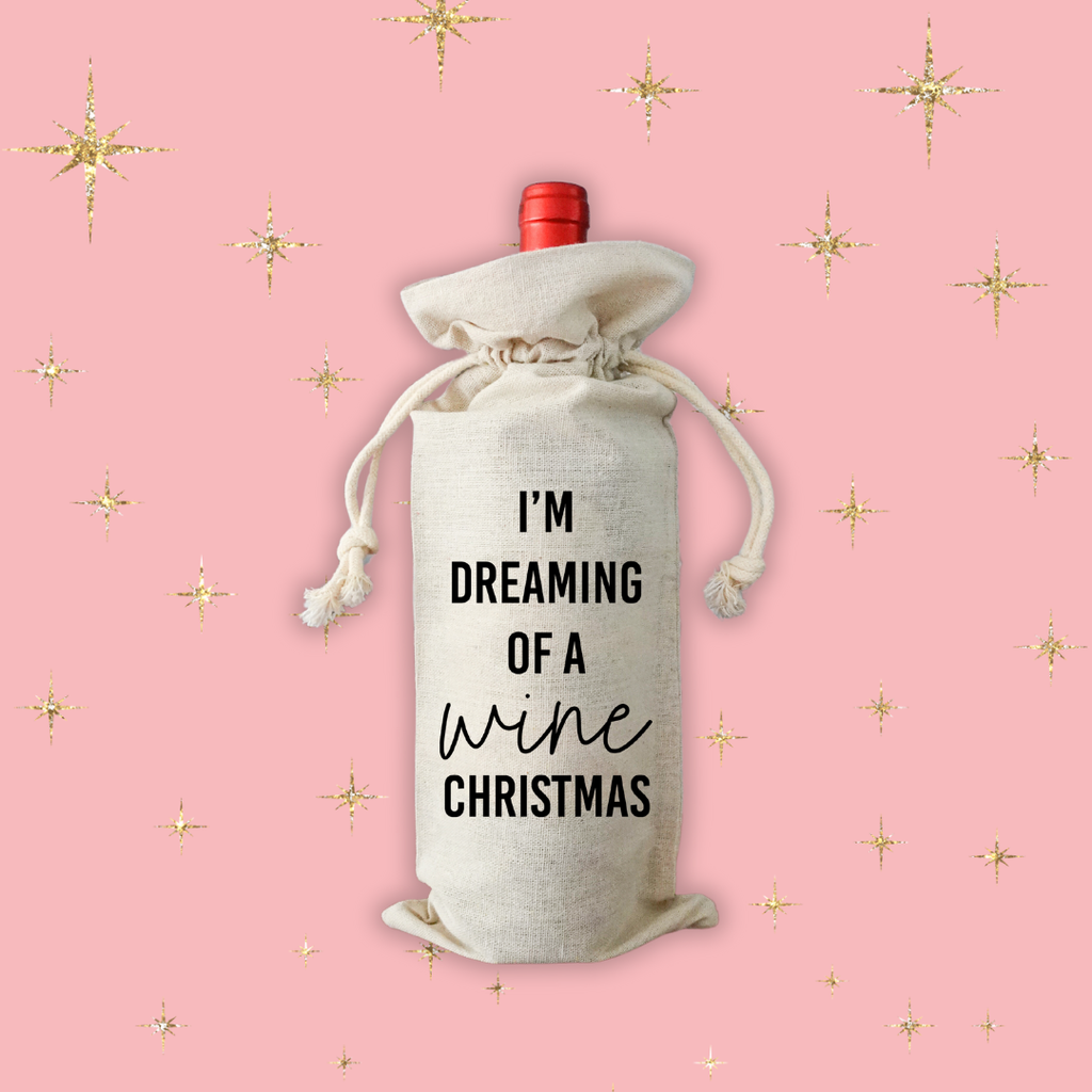 Flaschentasche „Dreaming of a wine Christmas“ – Witzige Weingeschenk-Verpackung für Weihnachten