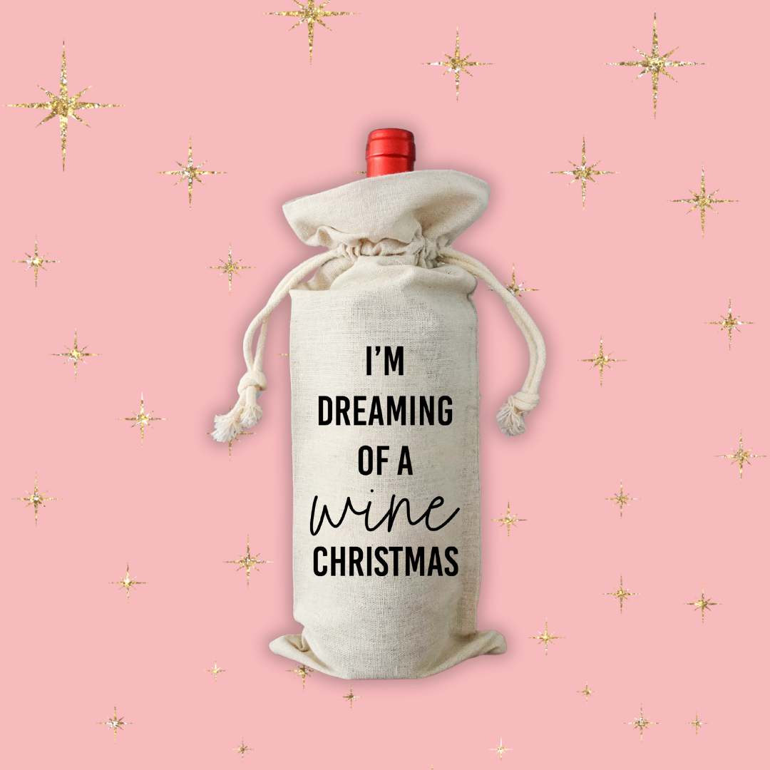 Flaschentasche „Dreaming of a wine Christmas“ – Witzige Weingeschenk-Verpackung für Weihnachten