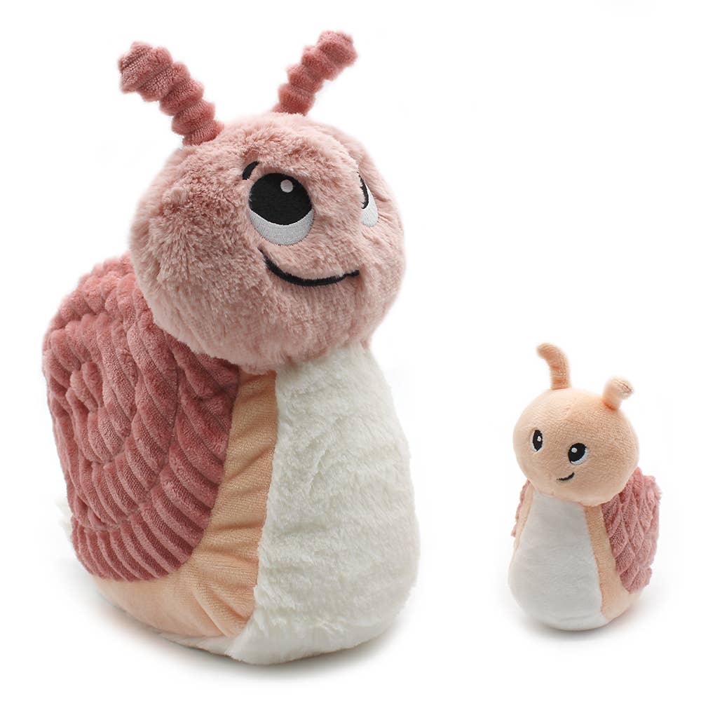Les Ptipotos Plüsch Mama & Baby Schnecke Rosa 25 cm – Interaktives Kuscheltier