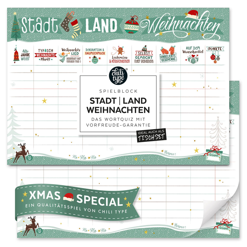 Stadt-Land-Weihnachten - Spielblock DIN A3