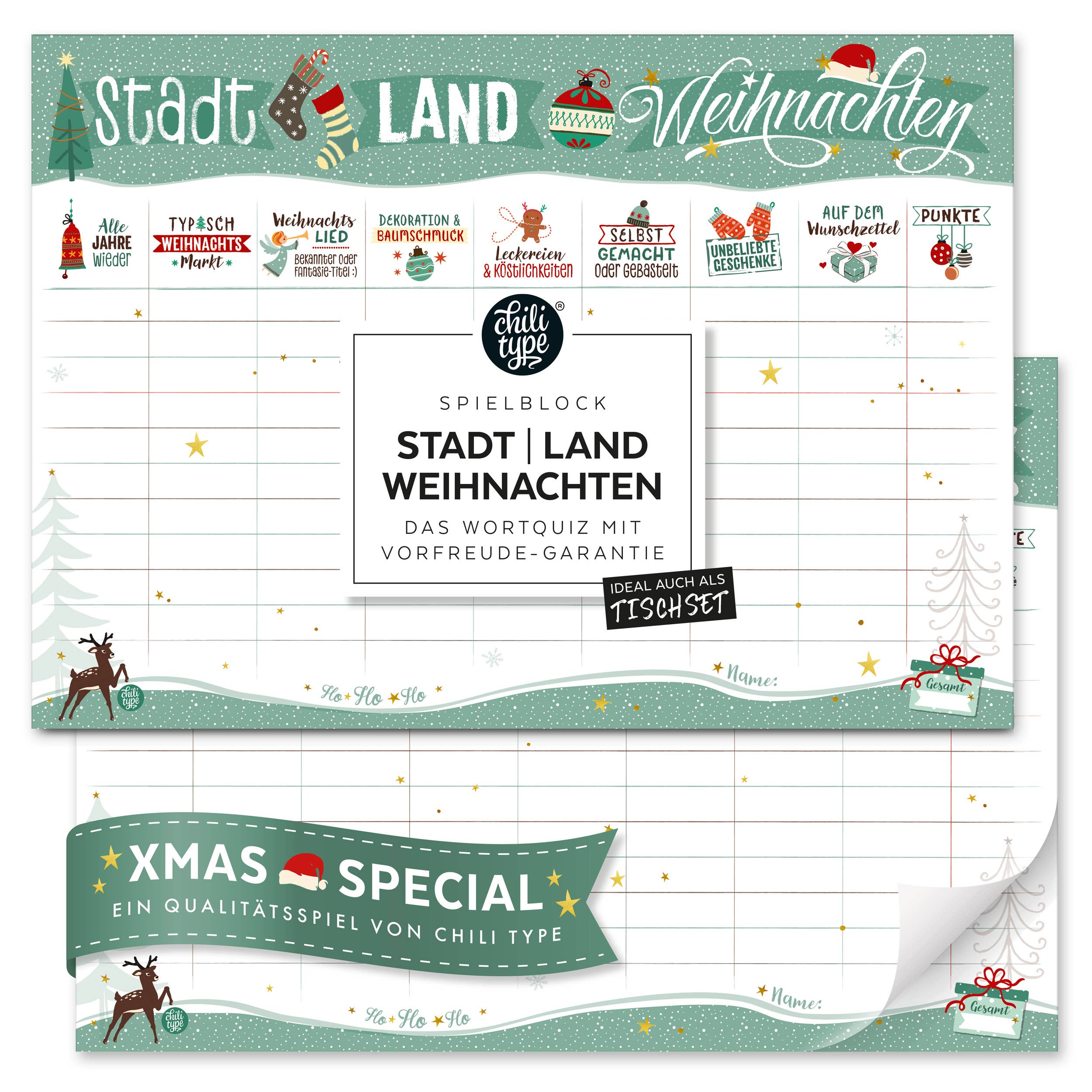 Stadt-Land-Weihnachten - Spielblock DIN A3