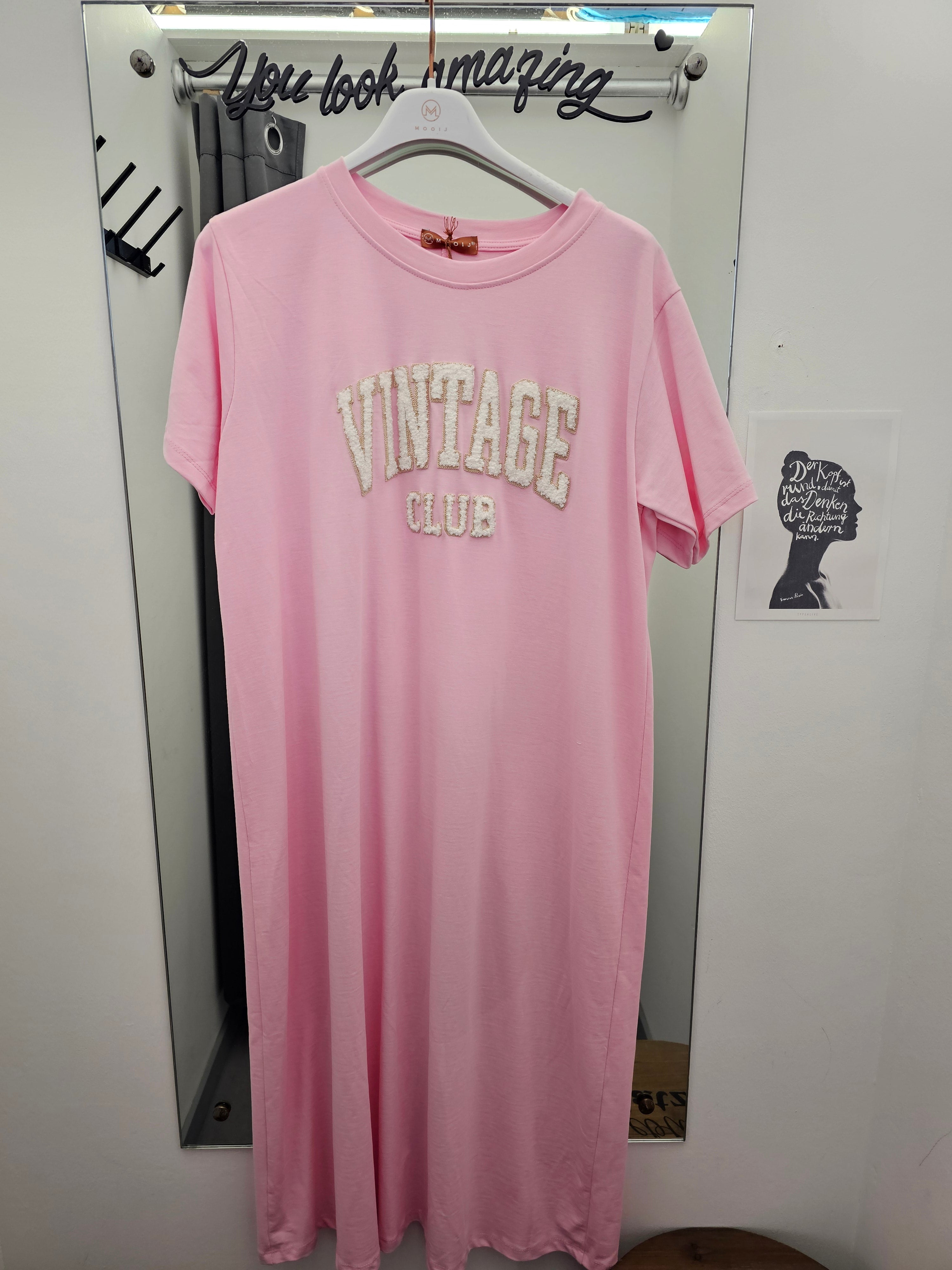 T-Shirt Kleid mit Schrift "Vintage Club"