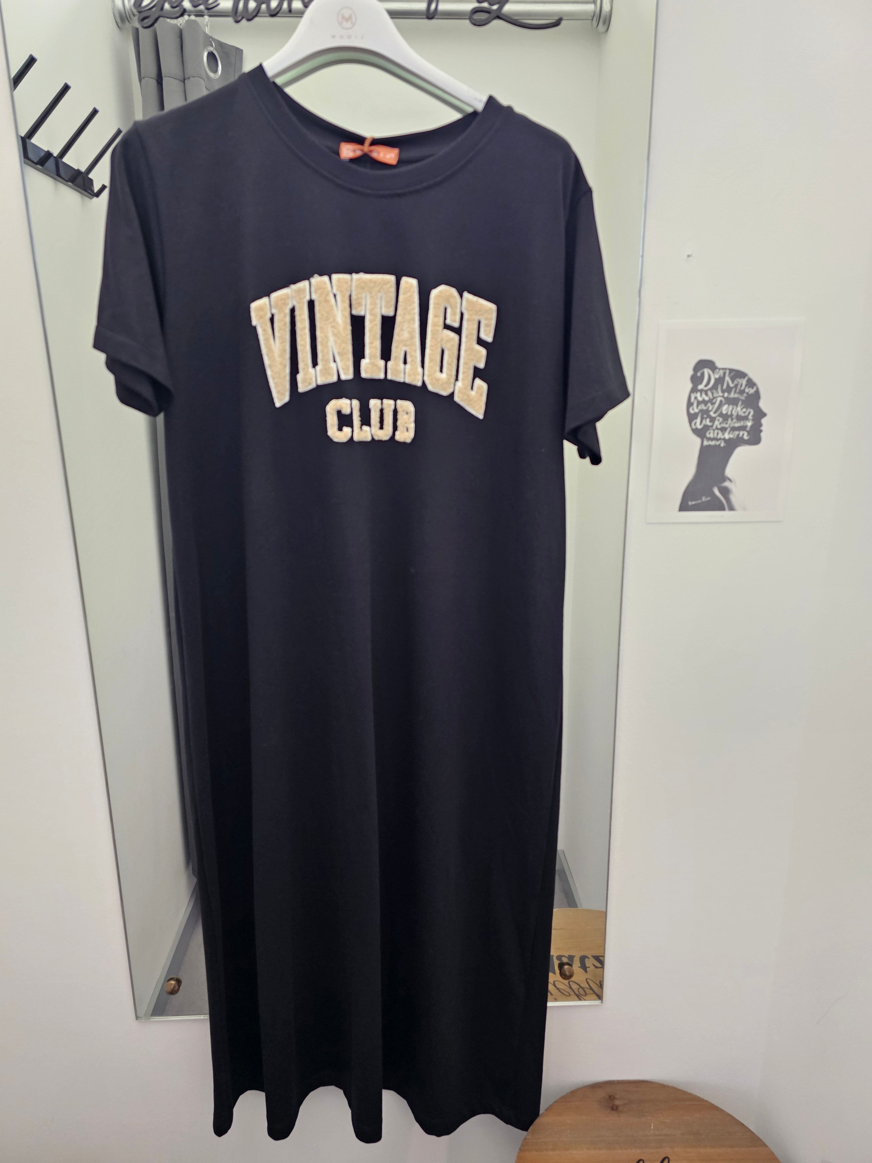 T-Shirt Kleid mit Schrift "Vintage Club"