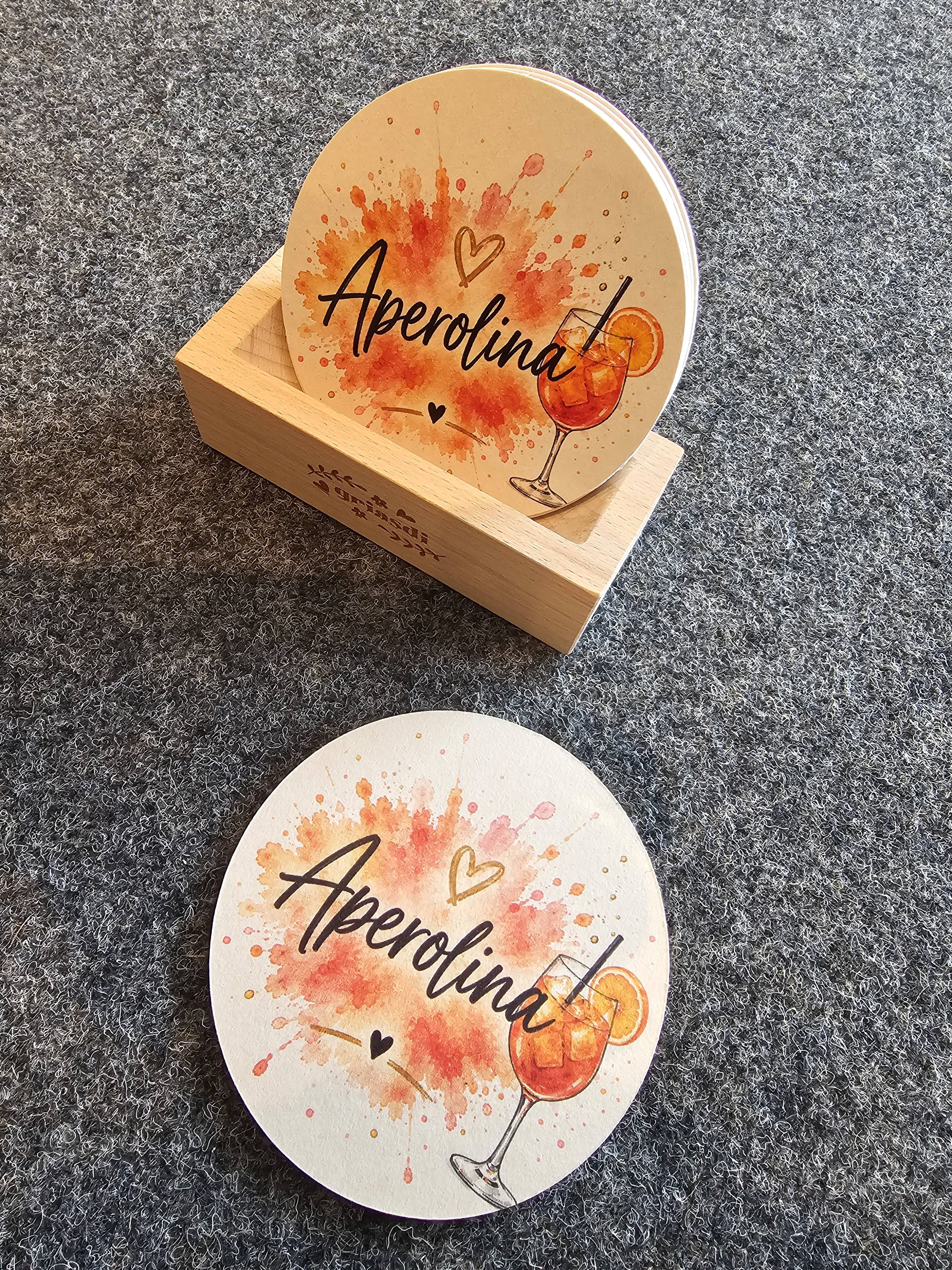 Bierdeckel Aperolina – rund Ø107mm mit Aperol Spritz Motiv