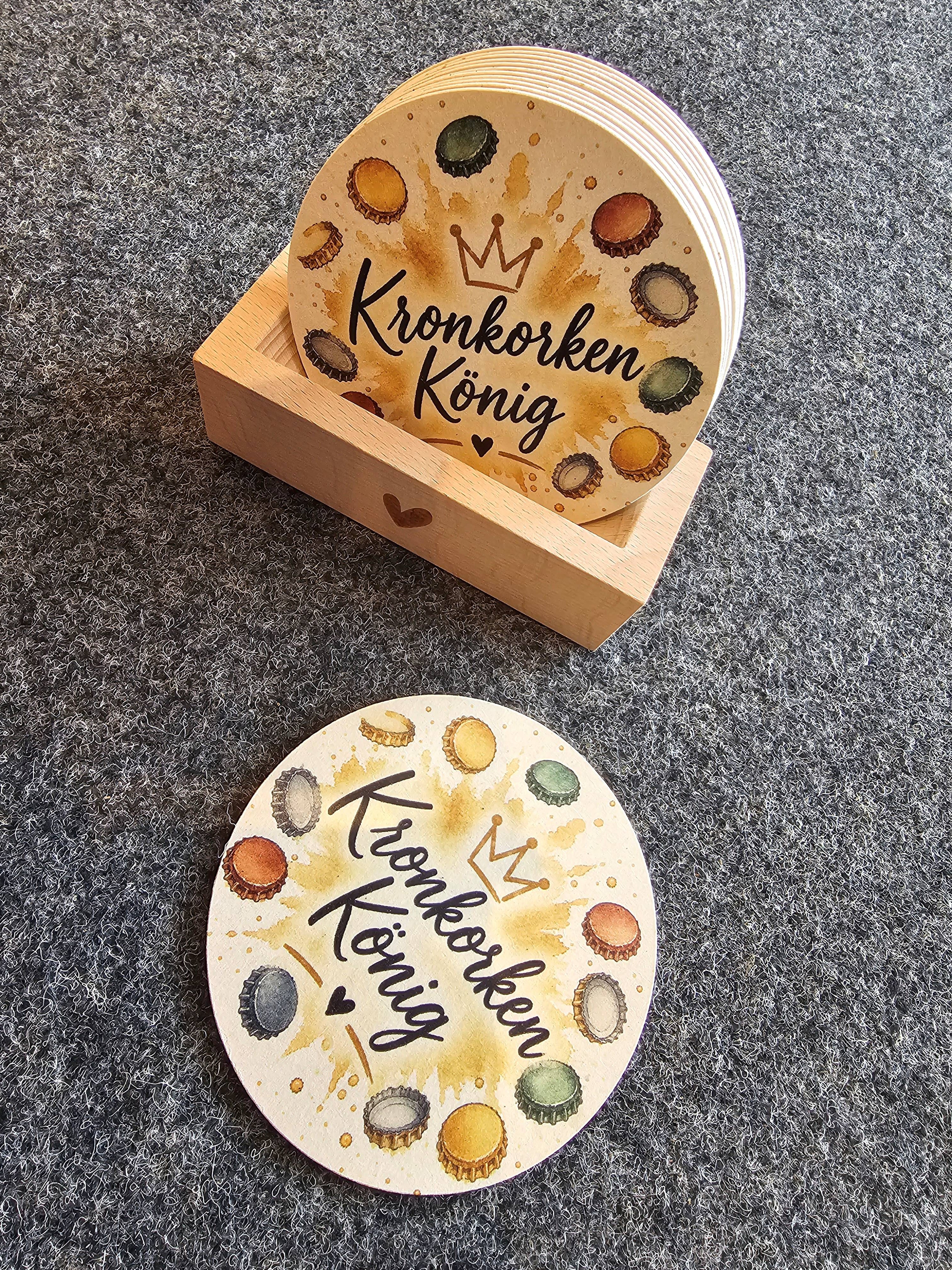Bierdeckel Kronkorken König – rund Ø107mm mit Kronkorken Motiv