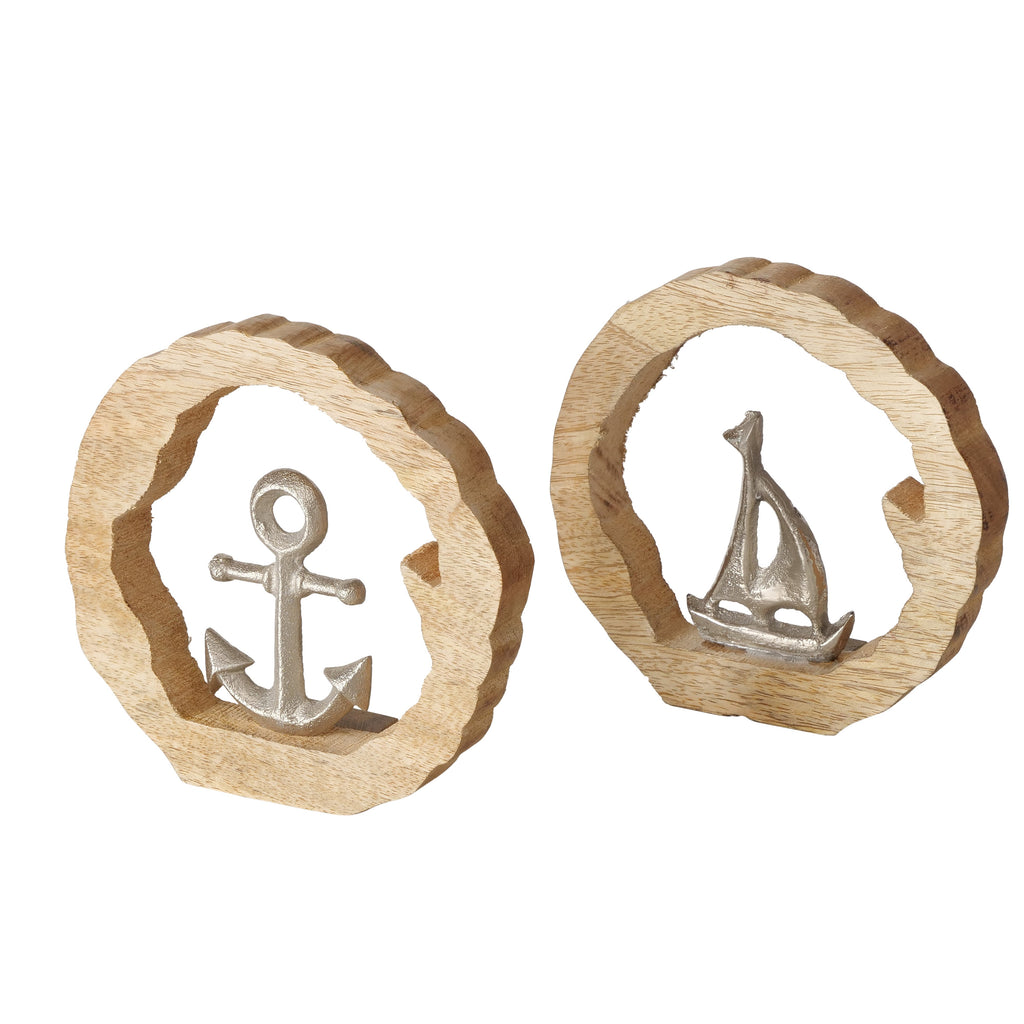 Dekoaufsteller Maritime 2 Stück versch. Motiv Anker und Schiff