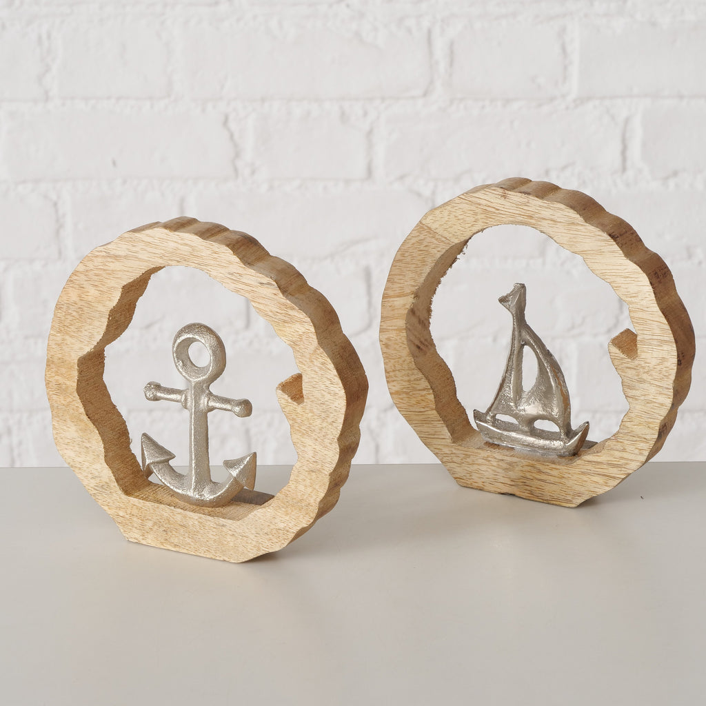 Dekoaufsteller Maritime 2 Stück versch. Motiv Anker und Schiff