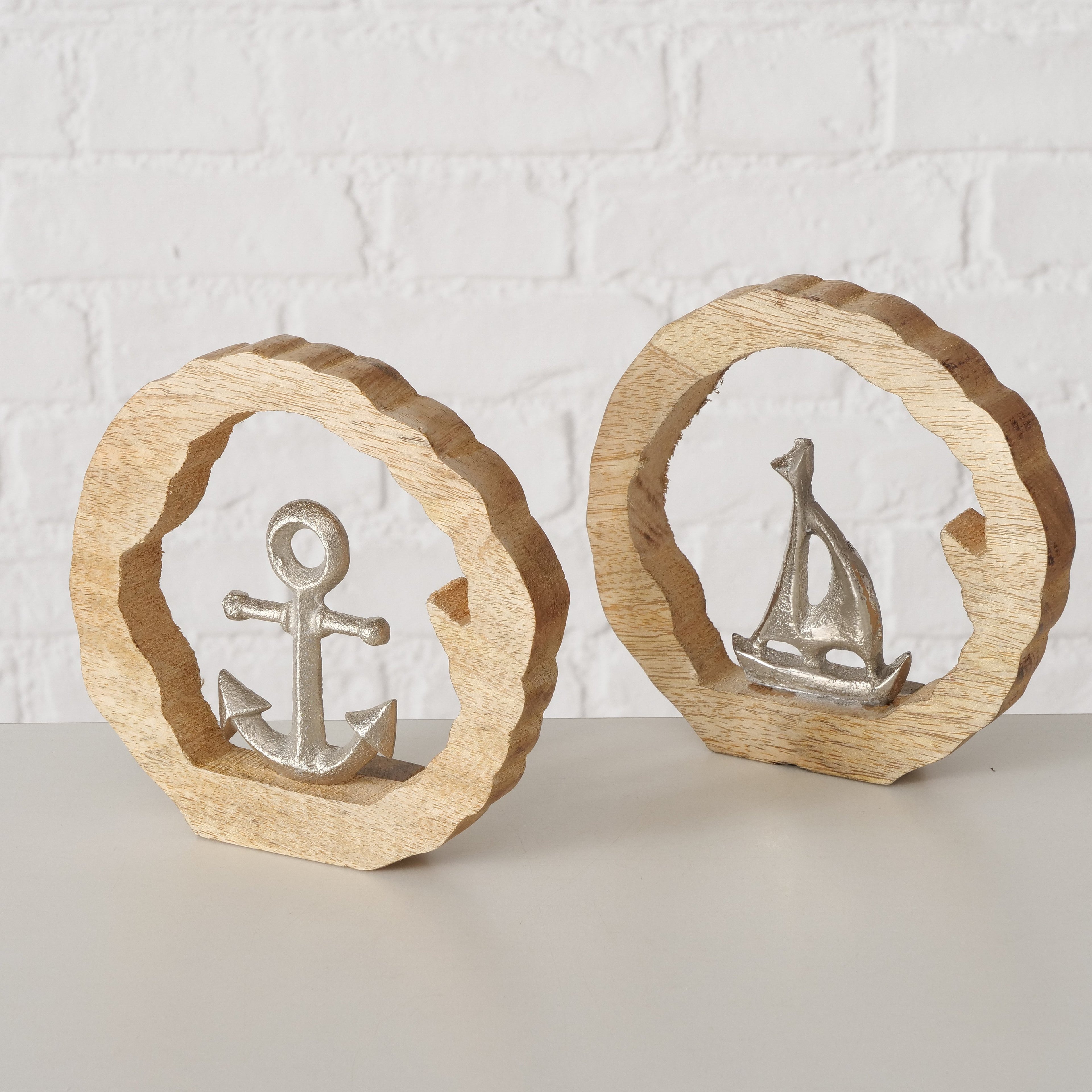 Dekoaufsteller Maritime 2 Stück versch. Motiv Anker und Schiff