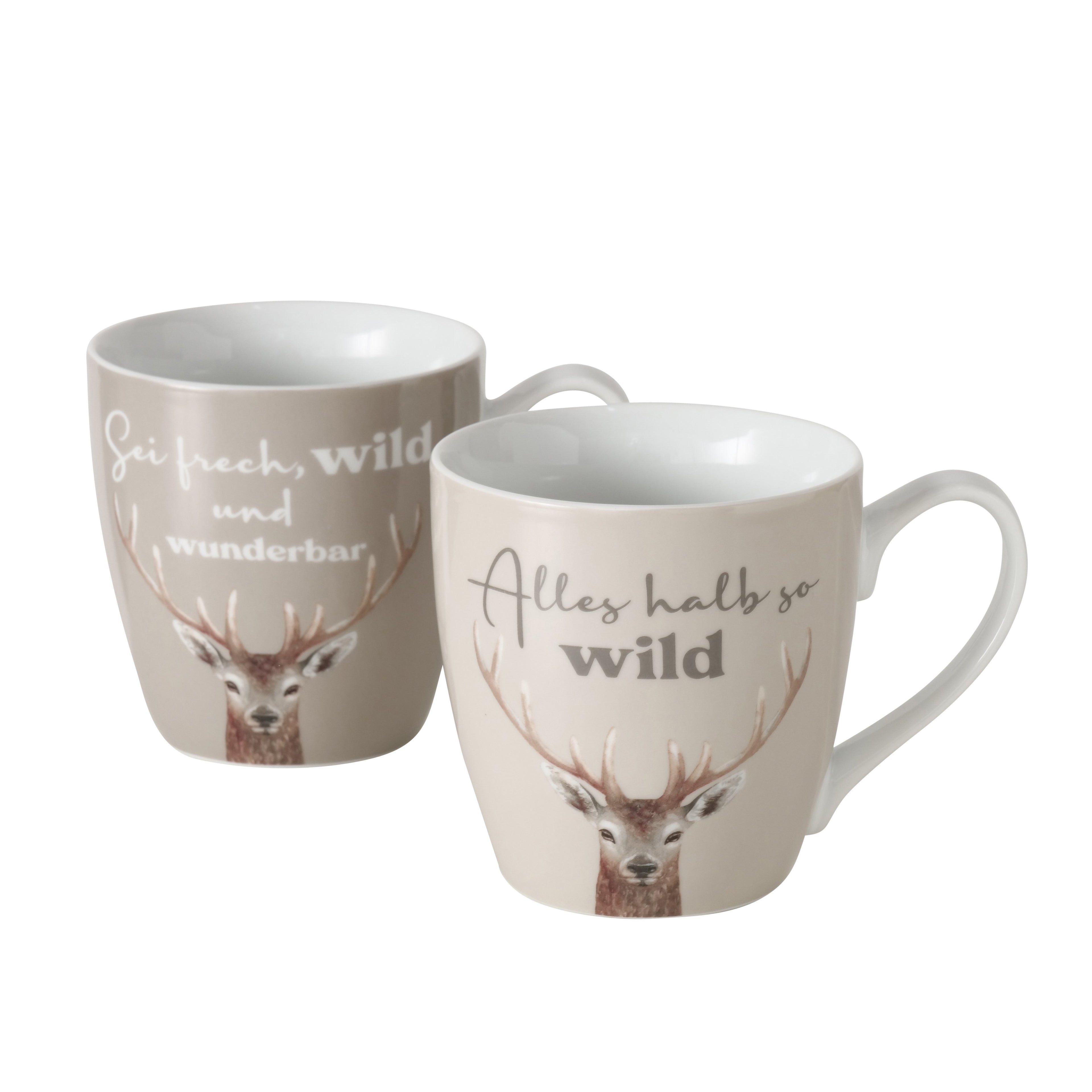 Tassen 2er Set versch. Motiv Hirsch