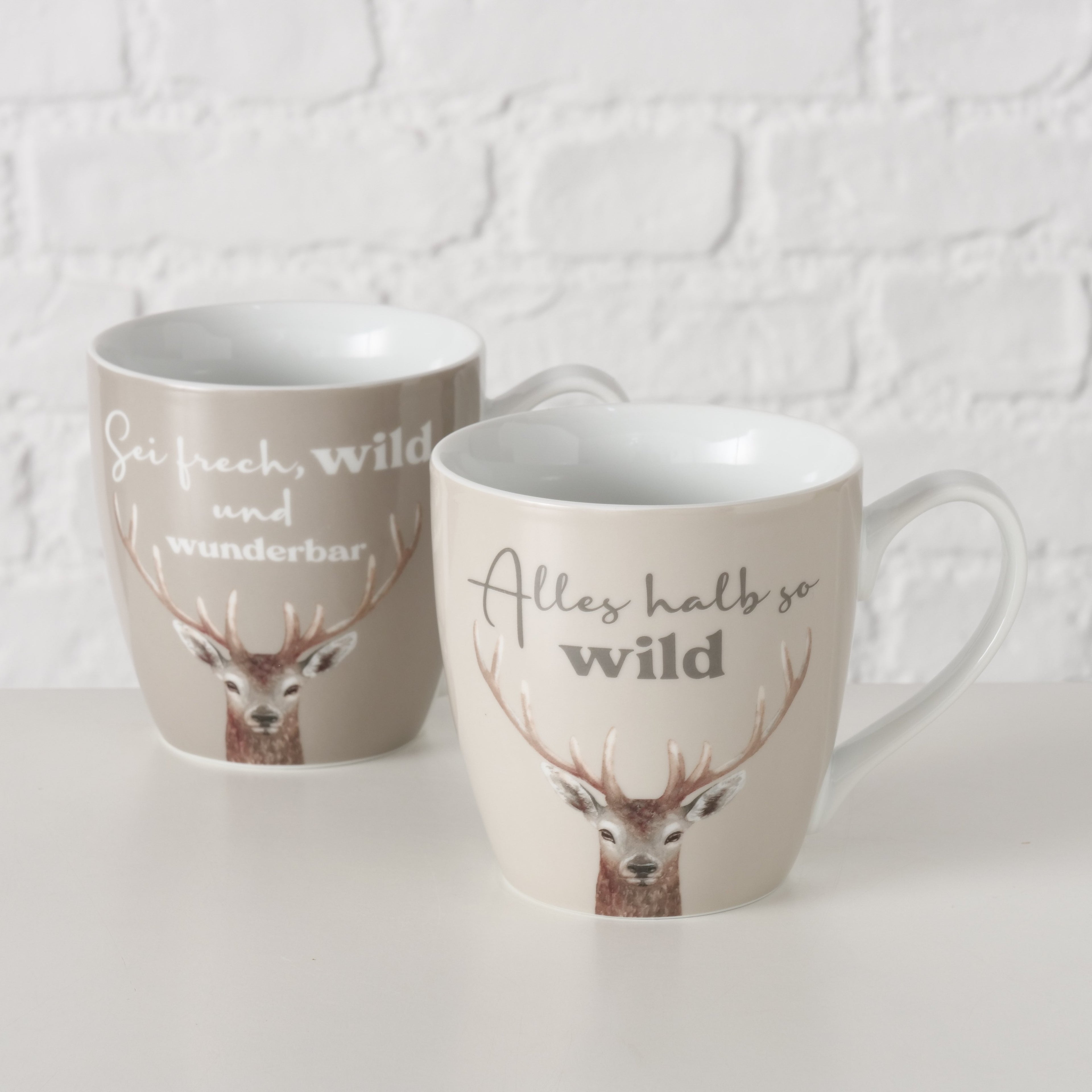 Tassen 2er Set versch. Motiv Hirsch