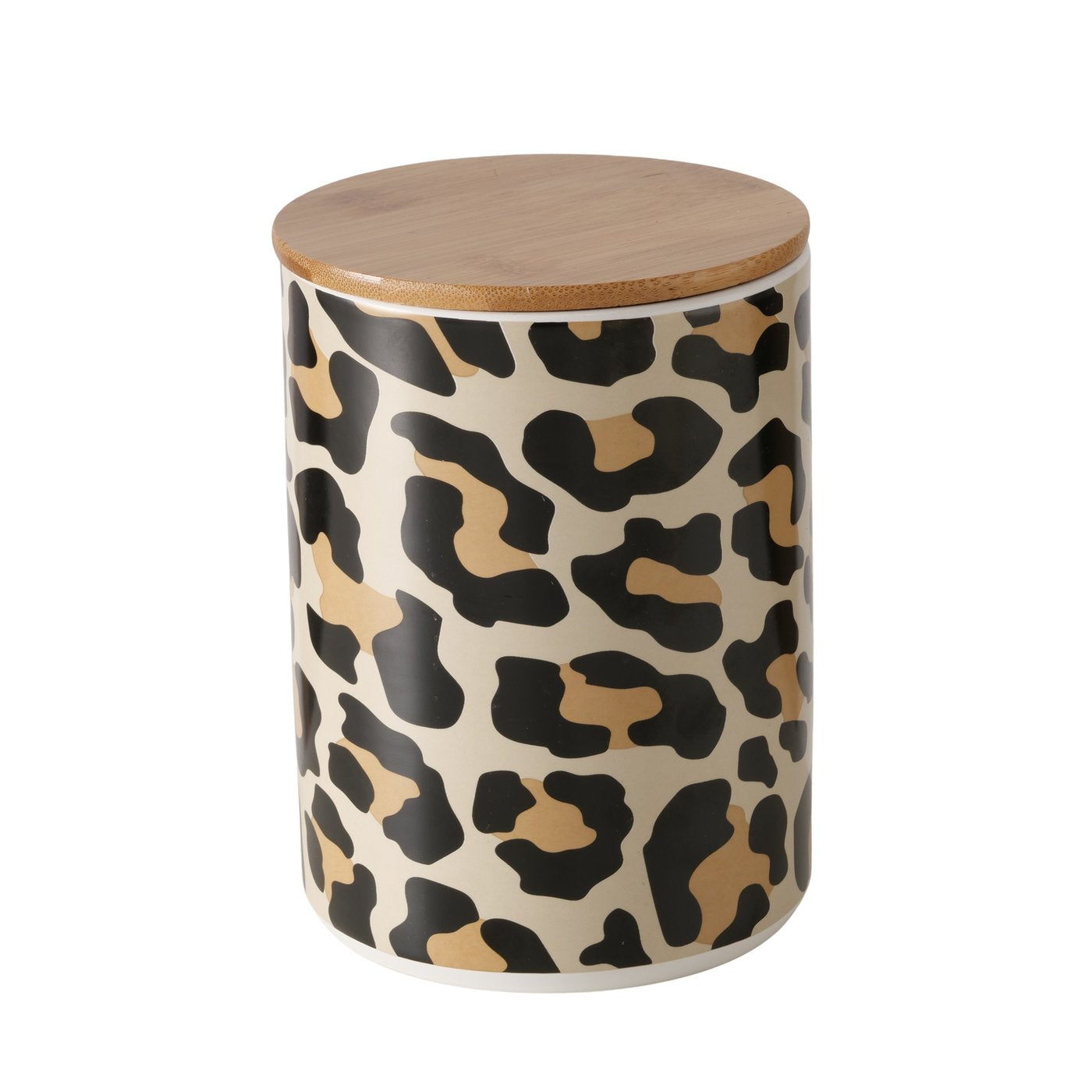 Vorratsdose Leony – Bambus & Steingut mit Leoparden-Print | Boltze