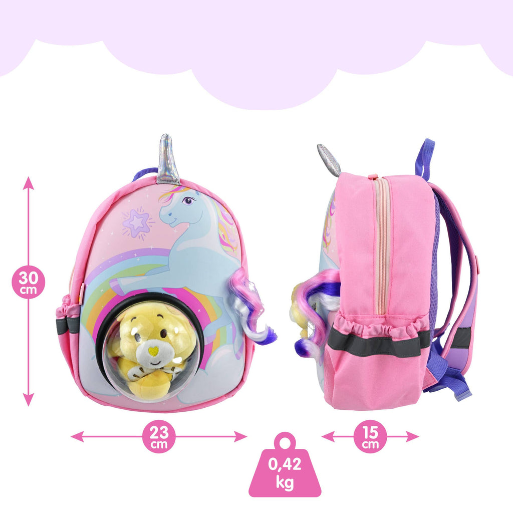 Kinder Rucksack Einhorn mit Sichtfenster – Magischer Schulrucksack 30x23x15 cm von HECKBO