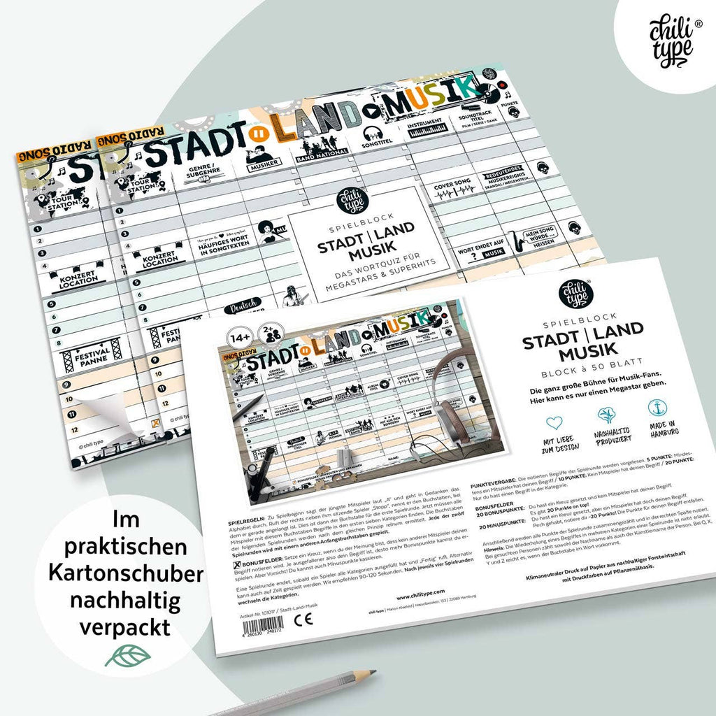 Stadt-Land-Musik - Spielblock DIN A4