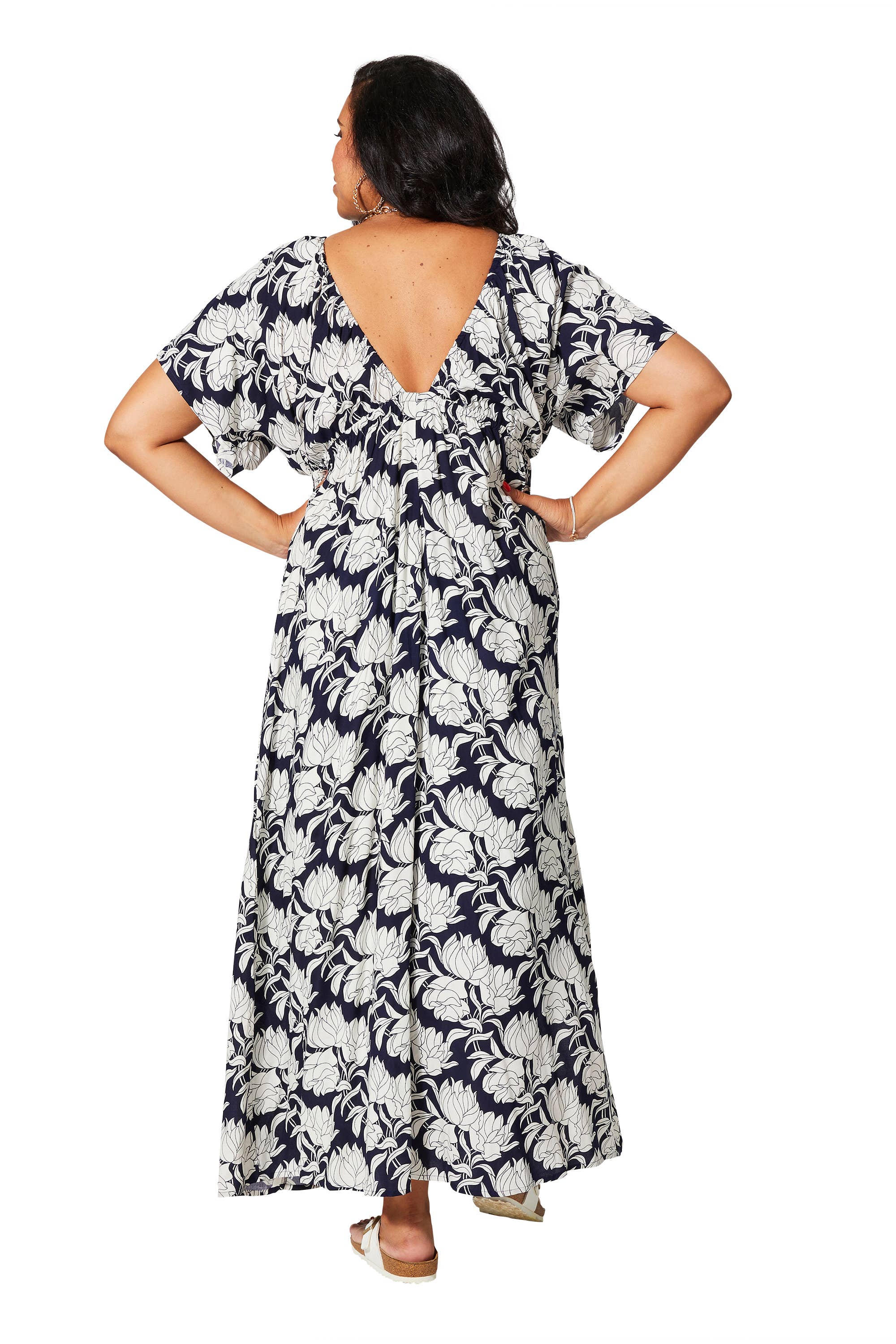 LANGES KURZÄRMLIGES SOMMERKLEID MAXIPV0007A
