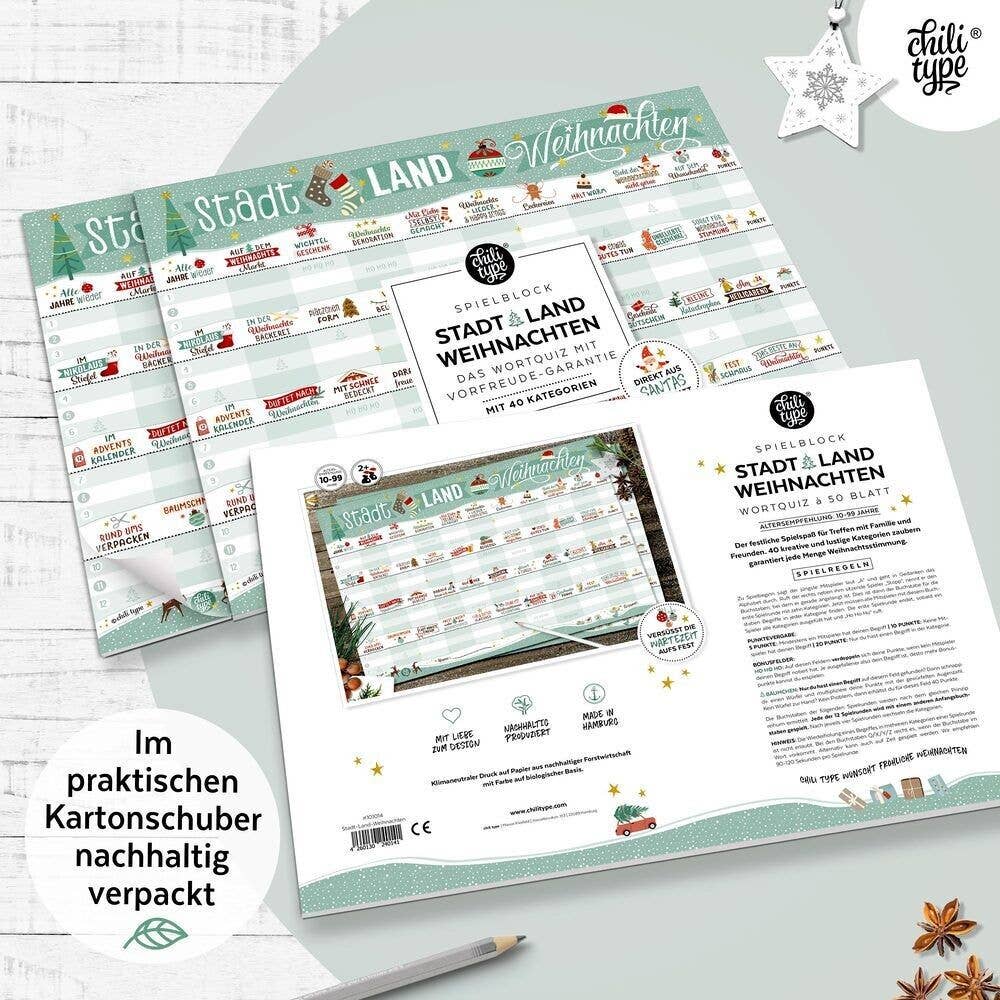 Stadt-Land-Weihnachten - Spielblock DIN A3