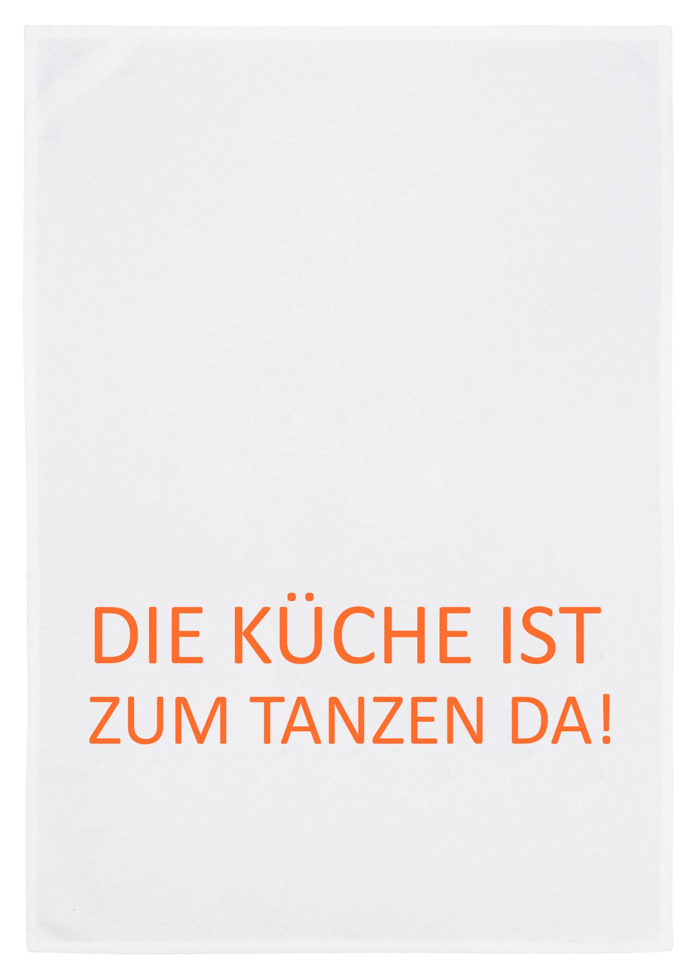 Geschirrtuch „Die Küche ist zum Tanzen da“ Weiß – Handbedruckt von 17;30