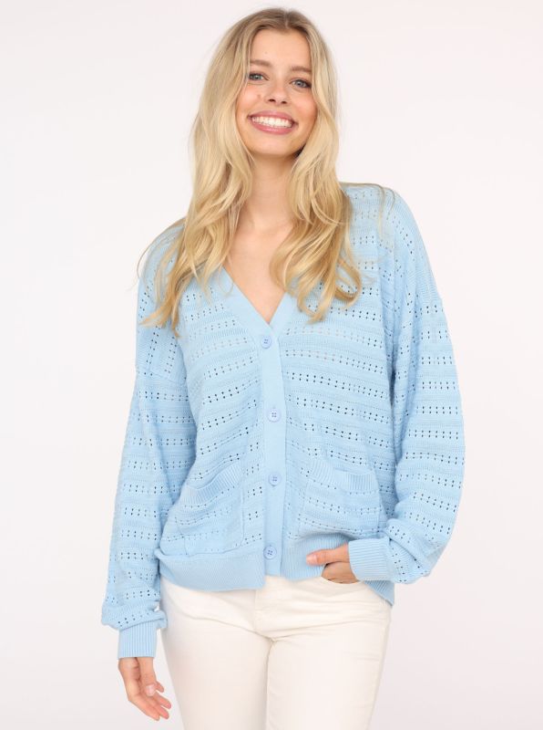 Cardigan "Lochstrick Uni" von Zwillingsherz in blau