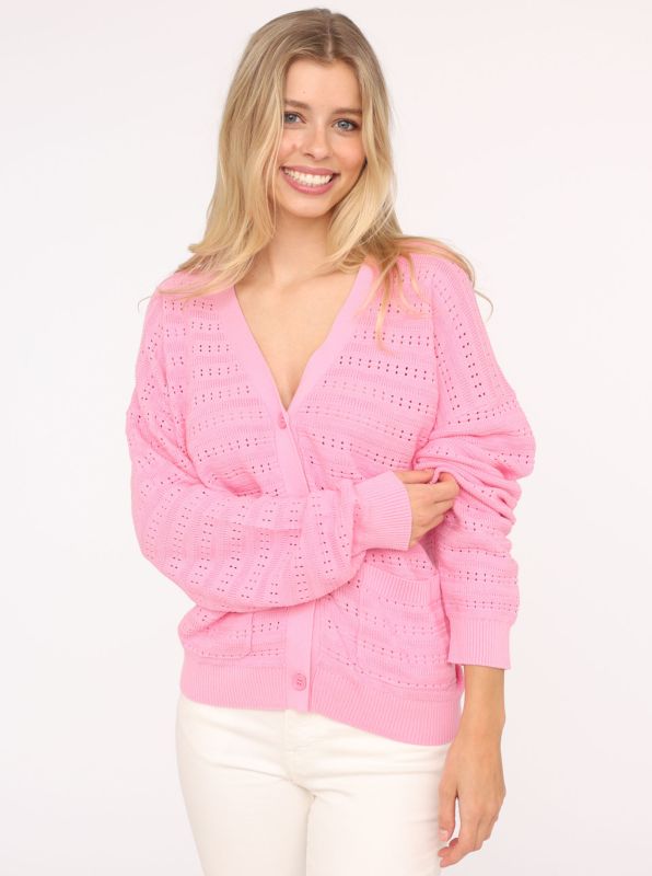Cardigan "Lochstrick Uni" von Zwillingsherz in pink