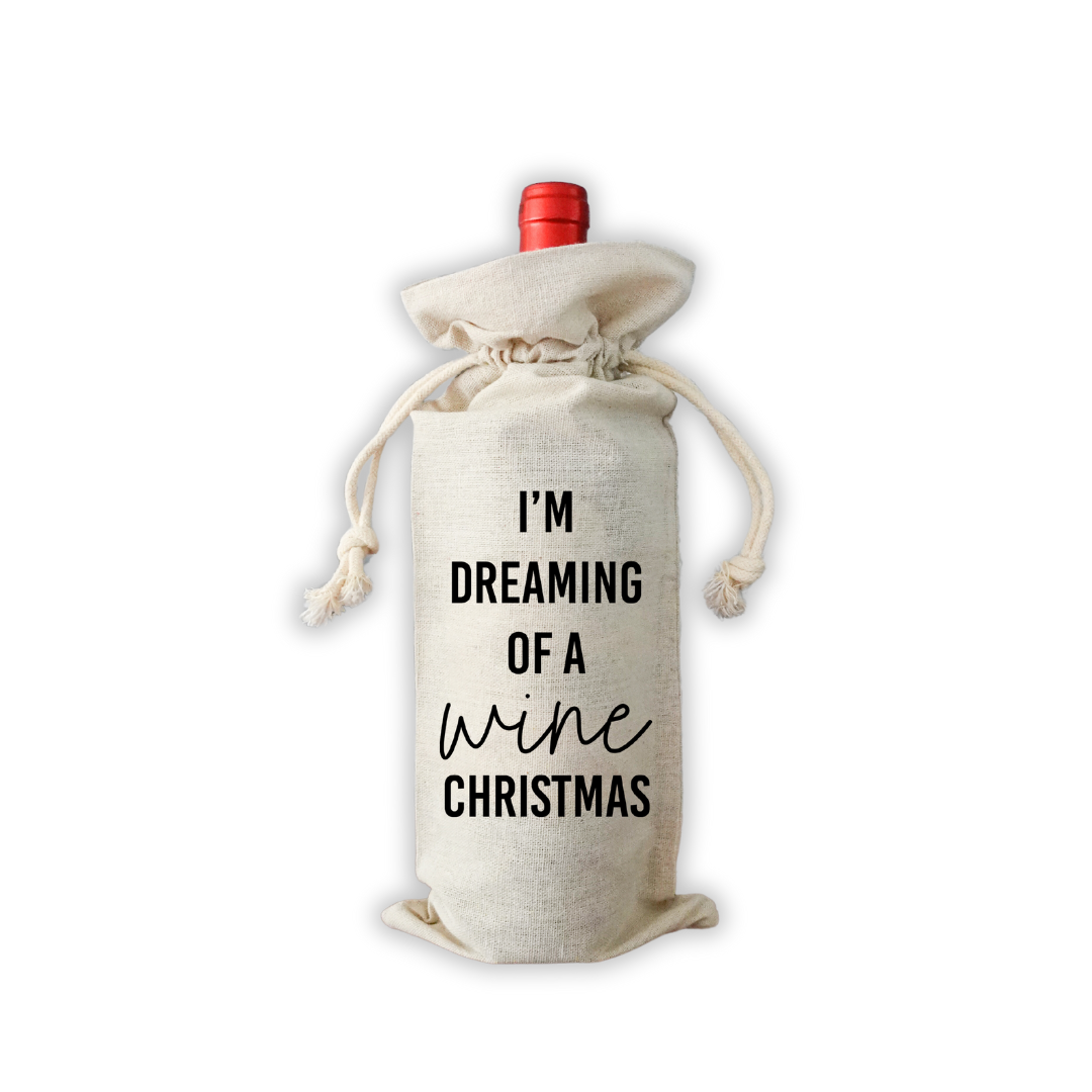Flaschentasche „Dreaming of a wine Christmas“ – Witzige Weingeschenk-Verpackung für Weihnachten