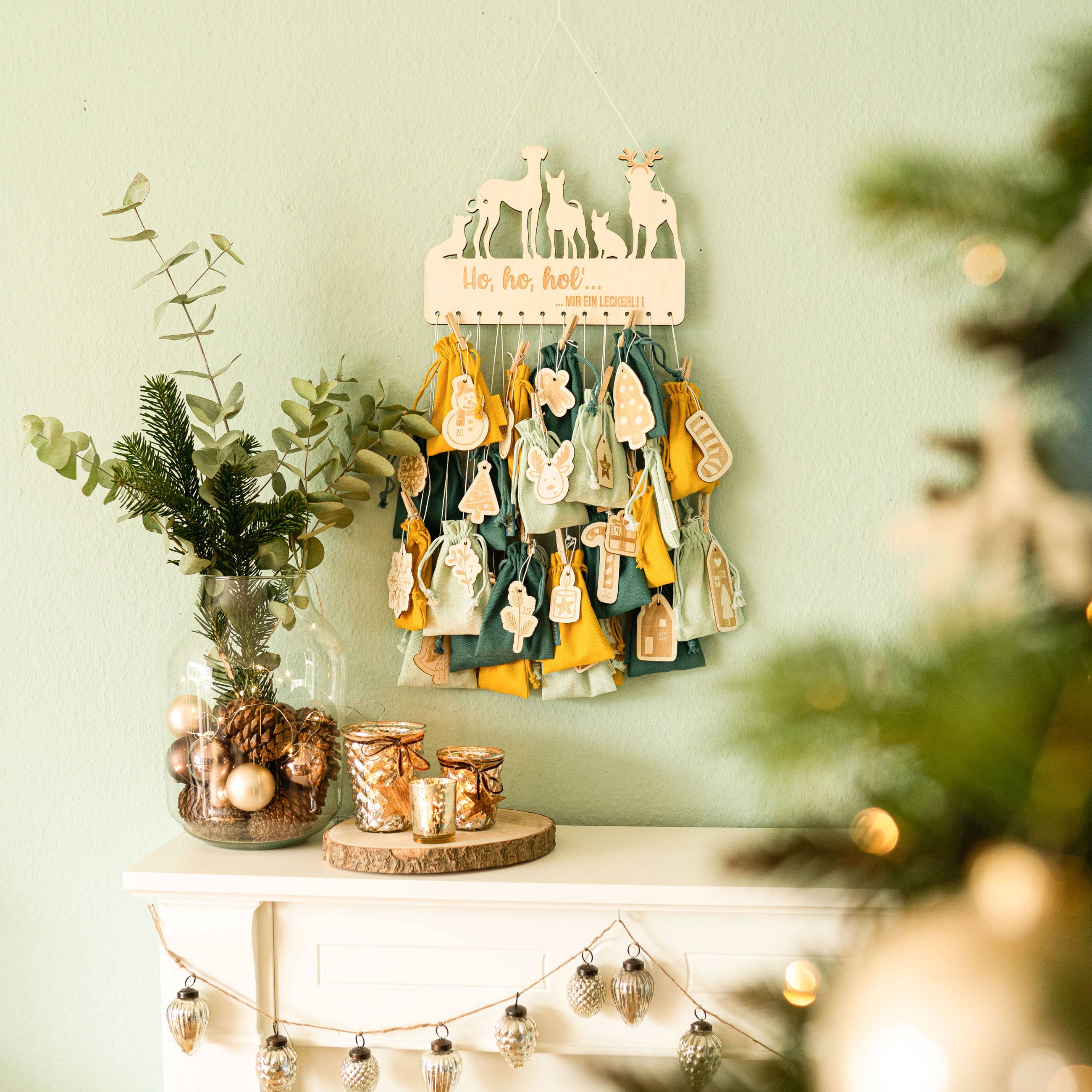 Holz-Adventskalender-Aufhängung Hund