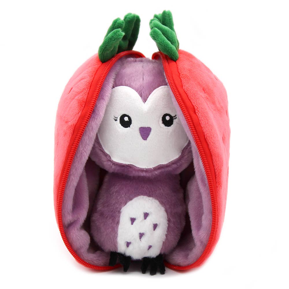 FLIPETZ - Kuschel-Eule Violet / Erdbeere