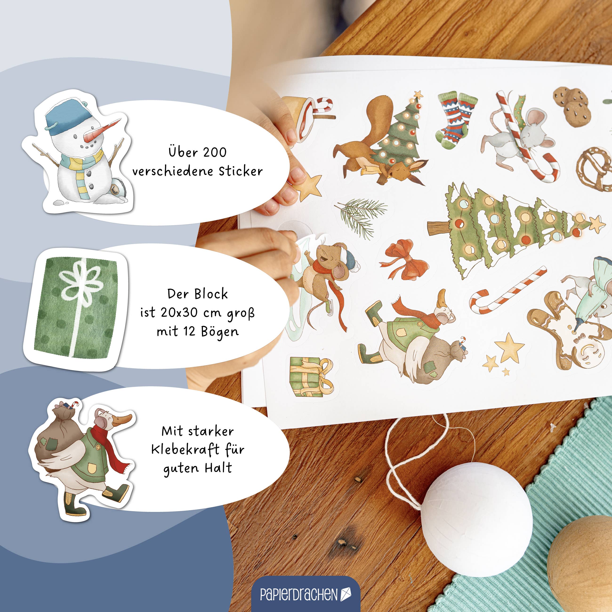 Stickerblock Weihnachten Aquarell - Set 01