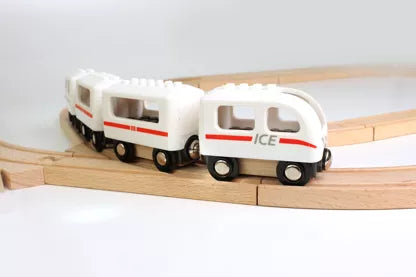 Noppi Zug ICE, kompatibel zu LEGO und BRIO, kleine Eisenbahn mit 4 Waggons