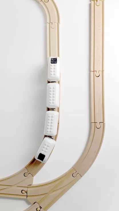 Noppi Zug ICE, kompatibel zu LEGO und BRIO, kleine Eisenbahn mit 4 Waggons