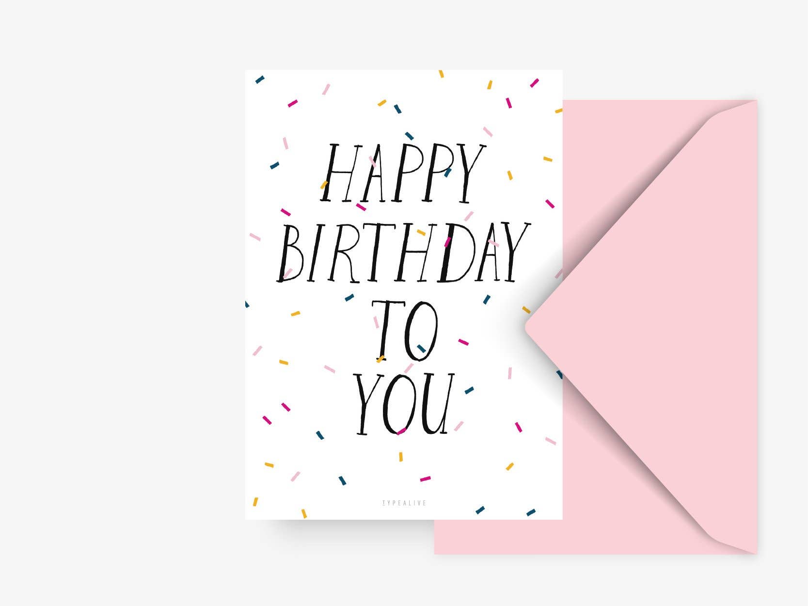 Postkarte „Happy Birthday to You“ – Geburtstagskarte mit Konfetti