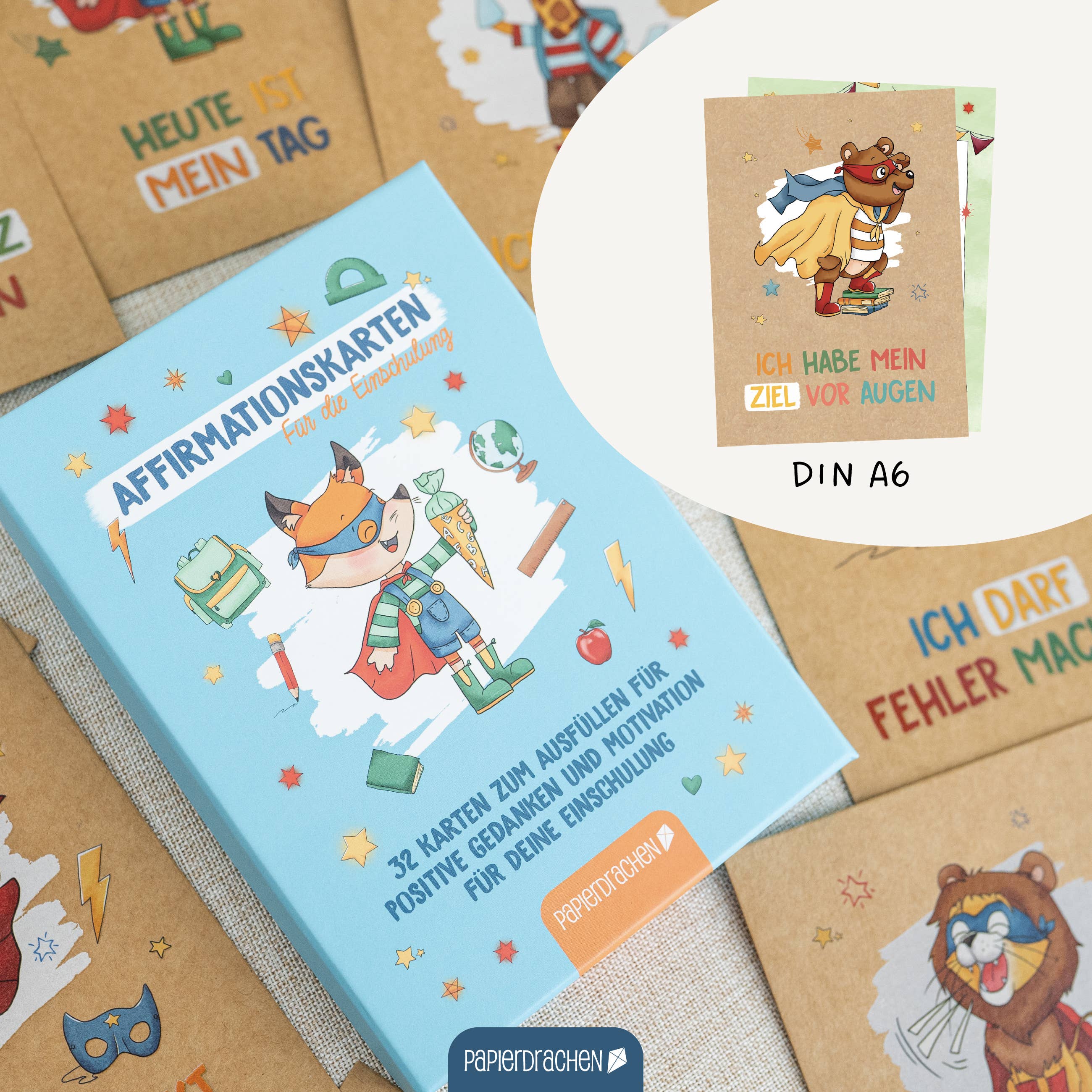 Affirmationskarten Schule Superhelden Tiere - Set 5