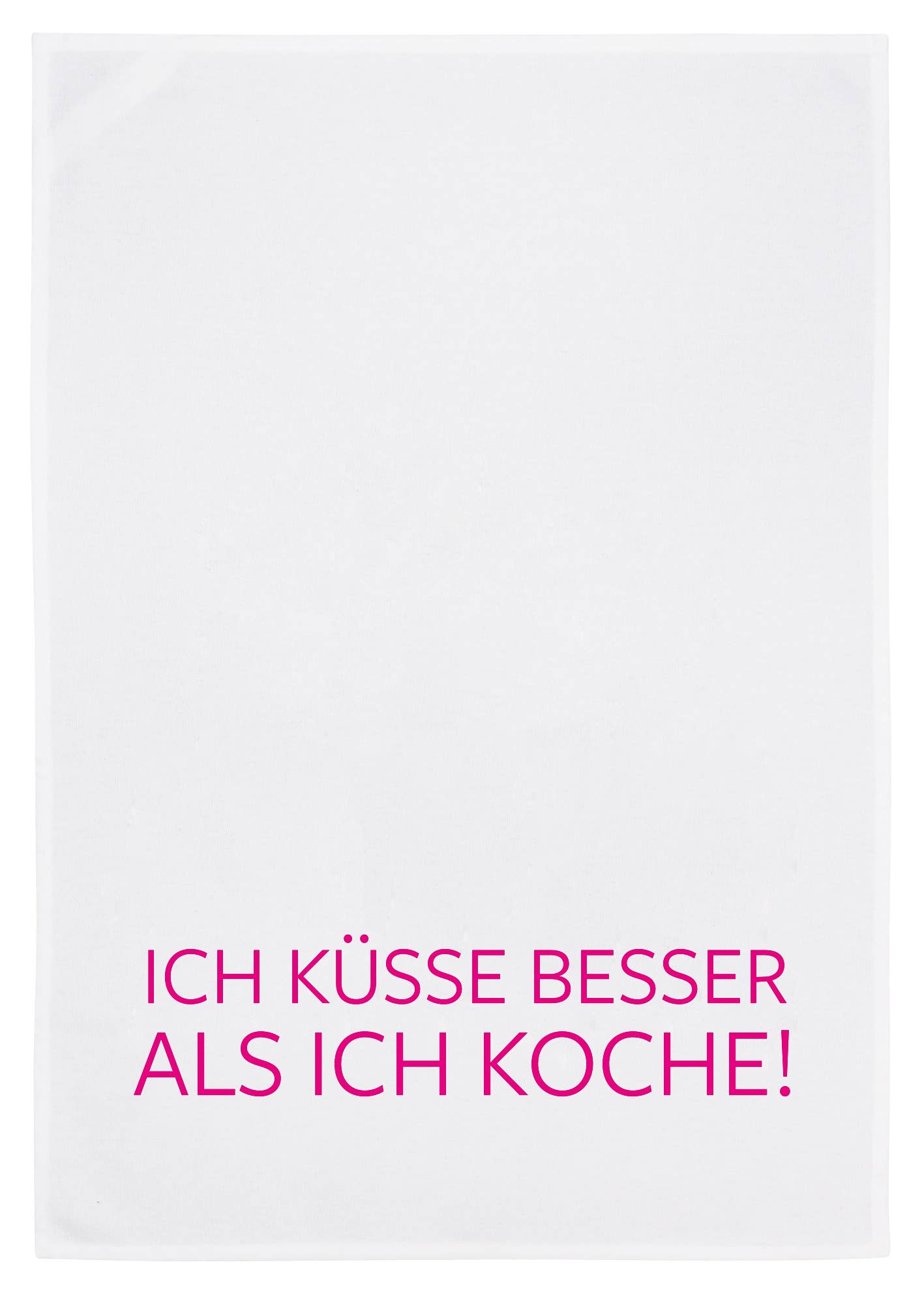 Geschirrtuch Ich kuesse besser als ich koche - Weiss mit Pink 17;30