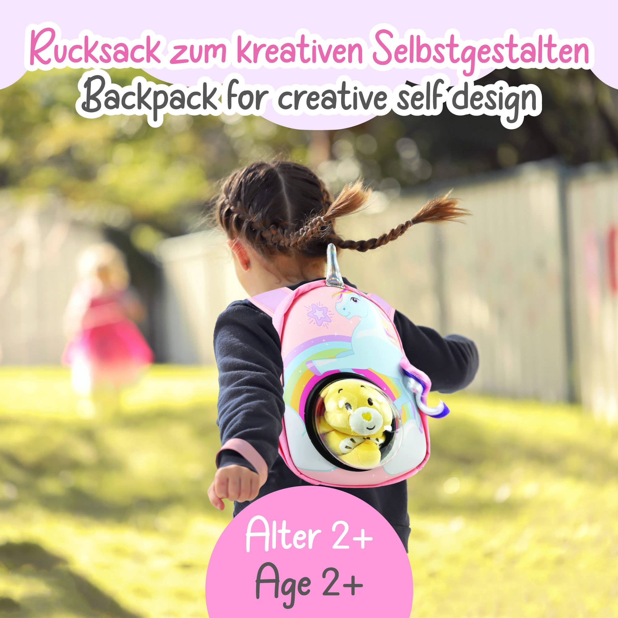 Kinder Rucksack Einhorn mit Sichtfenster – Magischer Schulrucksack 30x23x15 cm von HECKBO