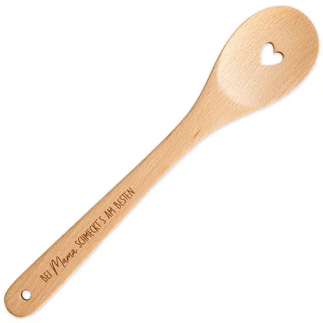 Kochlöffel aus Holz mit Gravur "Bei Mama schmeckt´s am Besten"
