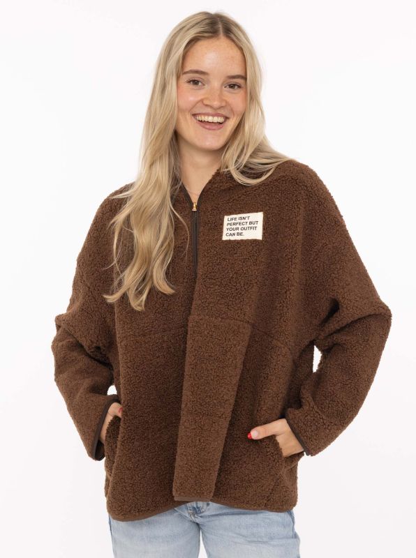 Oversize Teddy Fleece Hoodie "Life" Zwillingsherz
