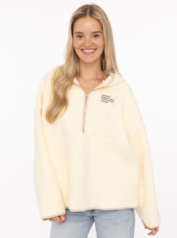 Oversize Teddy Fleece Hoodie "Life" Zwillingsherz