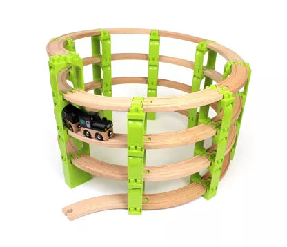 Noppi Eisenbahn - 16 Bauteile für Brücken. Kompatibel zu Holzeisenbahn und großen Klemmbausteinen