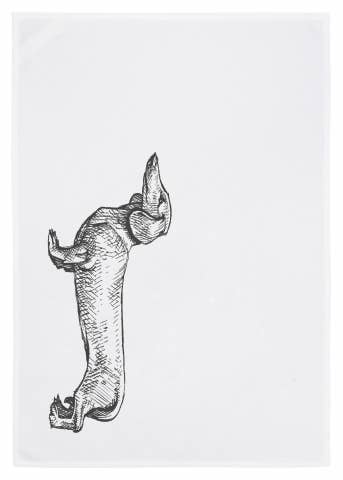 Geschirrtuch weiss, DACKEL, dunkelgrau100% Baumwolle