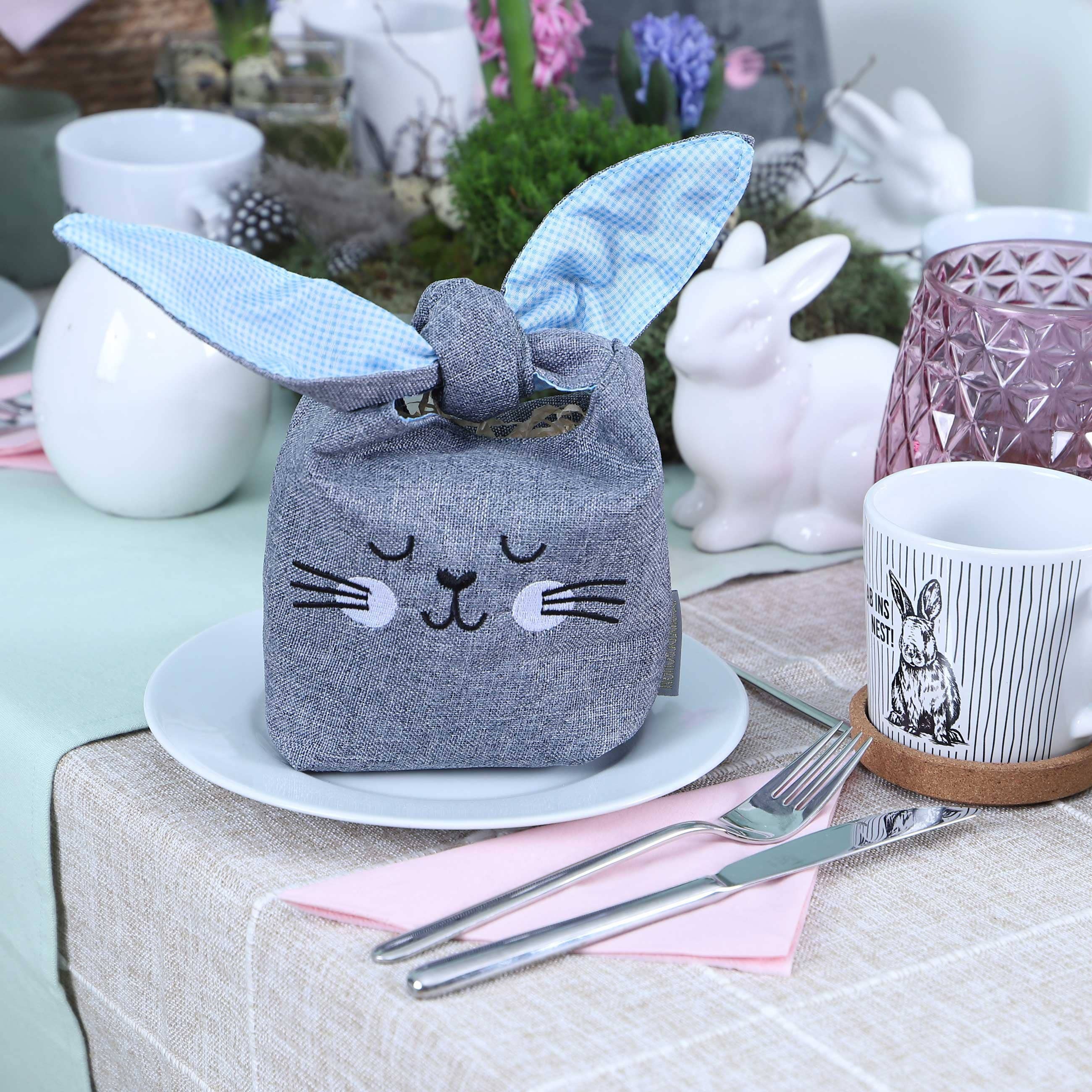 Osternest Stoff Ohren Blau