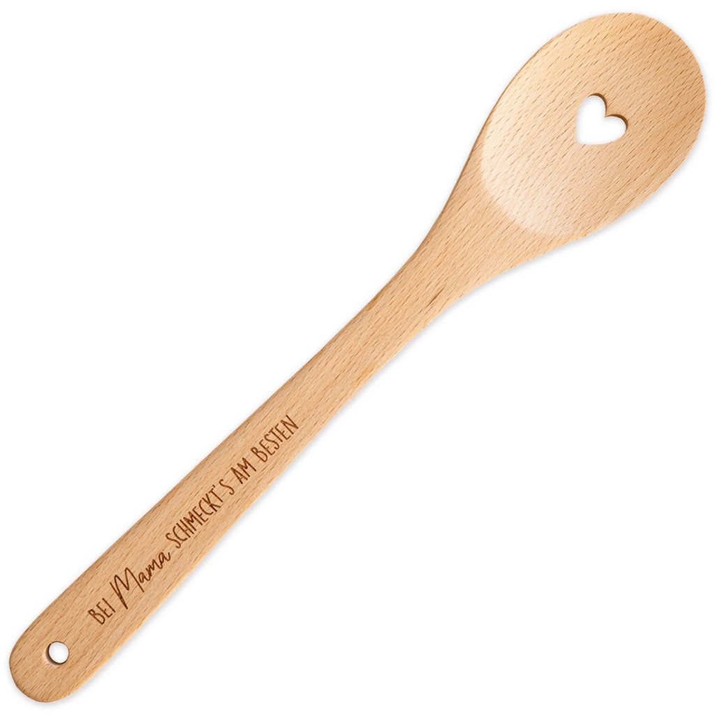 Kochlöffel aus Buchenholz mit Gravur „Bei Mama schmeckt’s am Besten“ – Muttertagsgeschenk