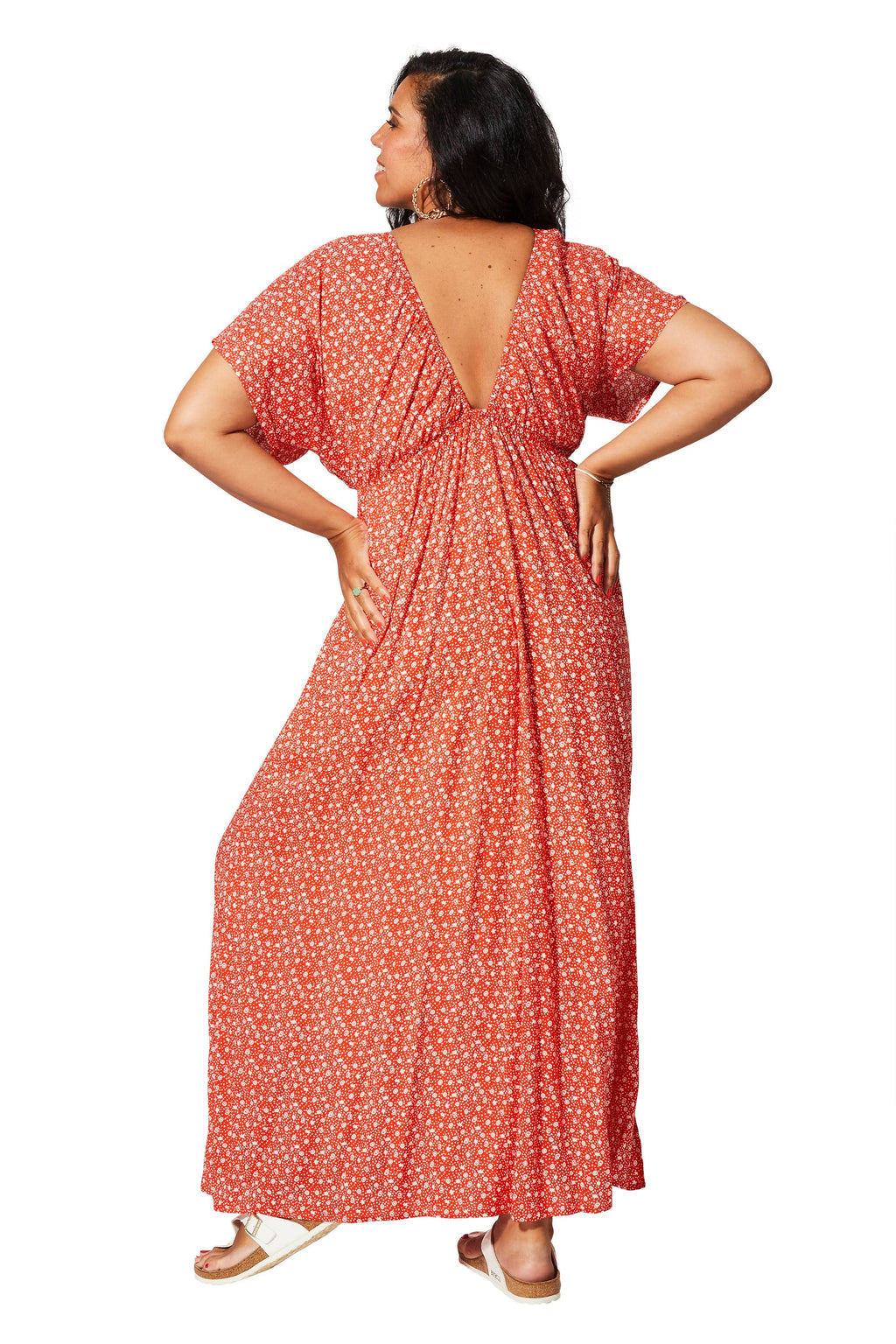 LANGES KURZÄRMLIGES SOMMERKLEID MAXIPV0007D